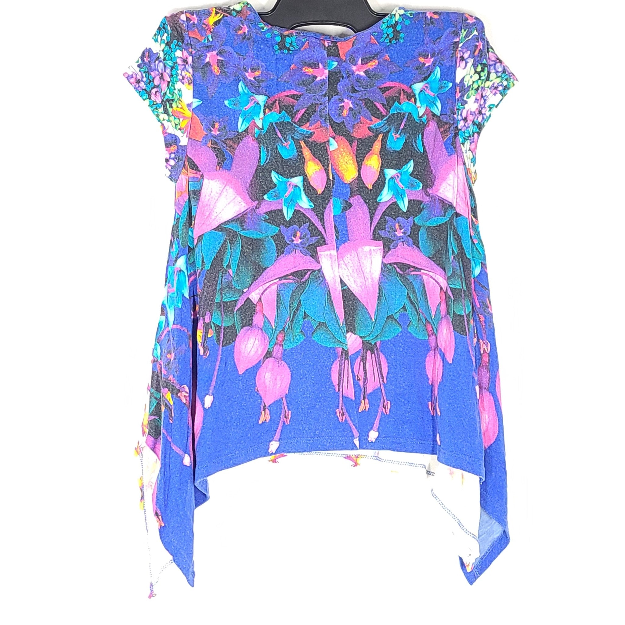 Roberto Cavalli Girls' Floral Print Tunic T-Shirt Blue Sz 6 Y