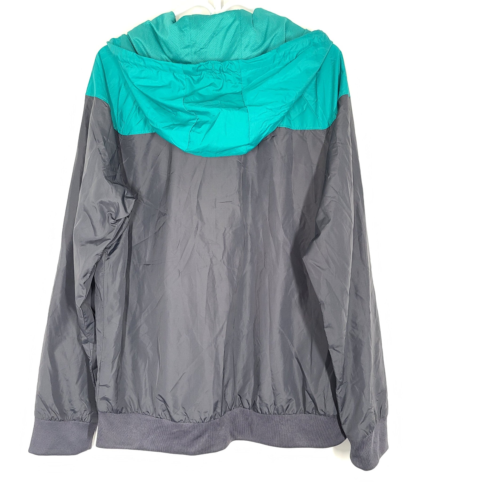 Umbro Men's Retro Windbreaker Track Jacket Hooded Teal Gray Sz L