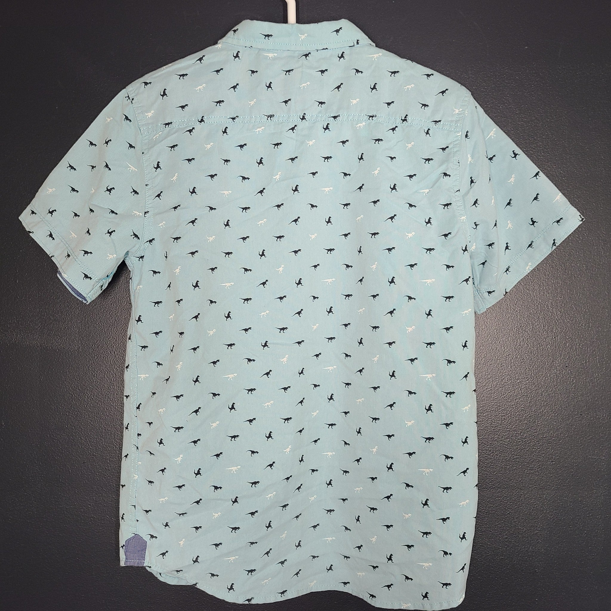 Paper Denim & Cloth Boys' Teens' Short Sleeve Buttoned Shirt T-Rex Blue 14/16