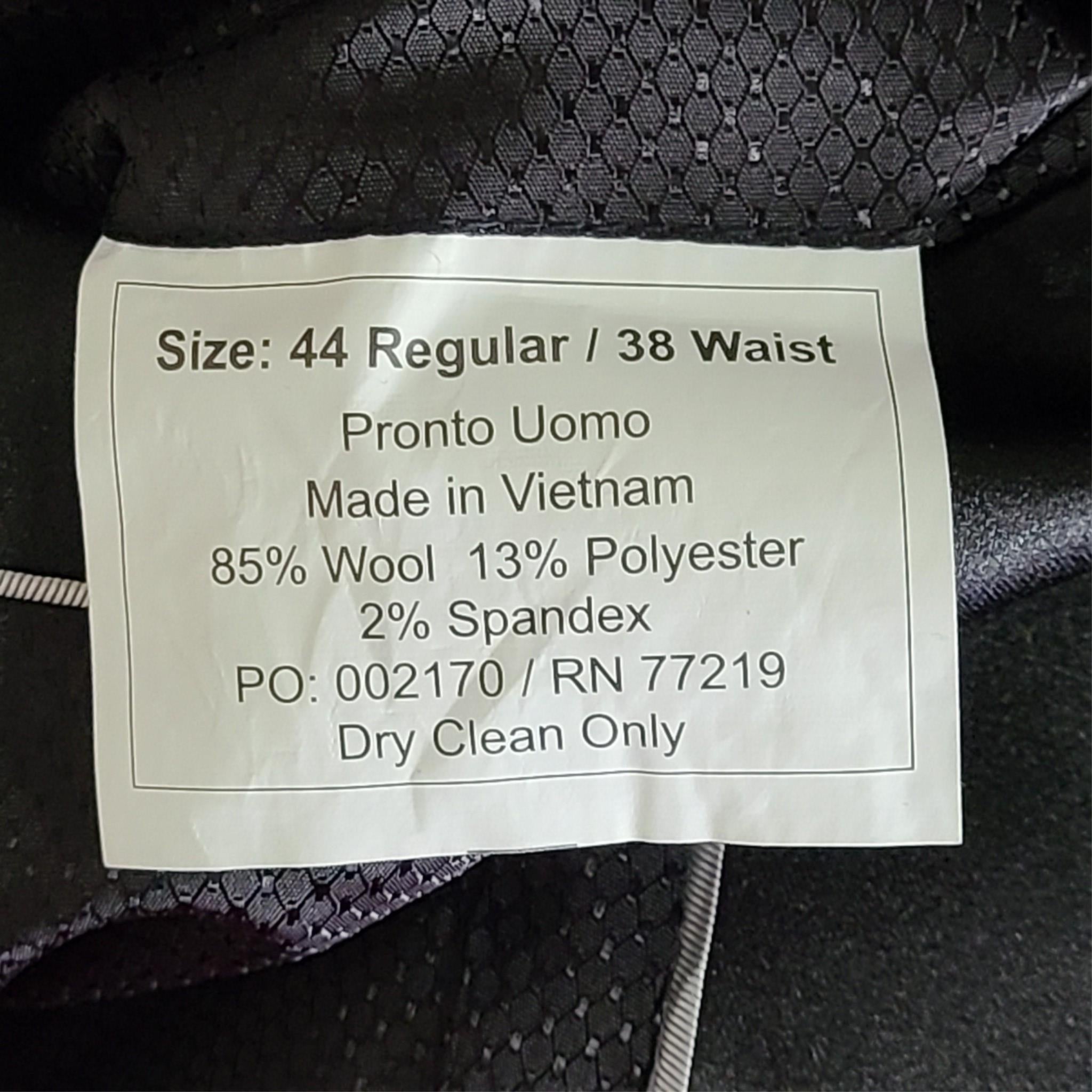 Pronto Uomo Tuxedo Jacket & Pants Black + Bow Tie + Cummerbund Sz 44R / 38 Waist