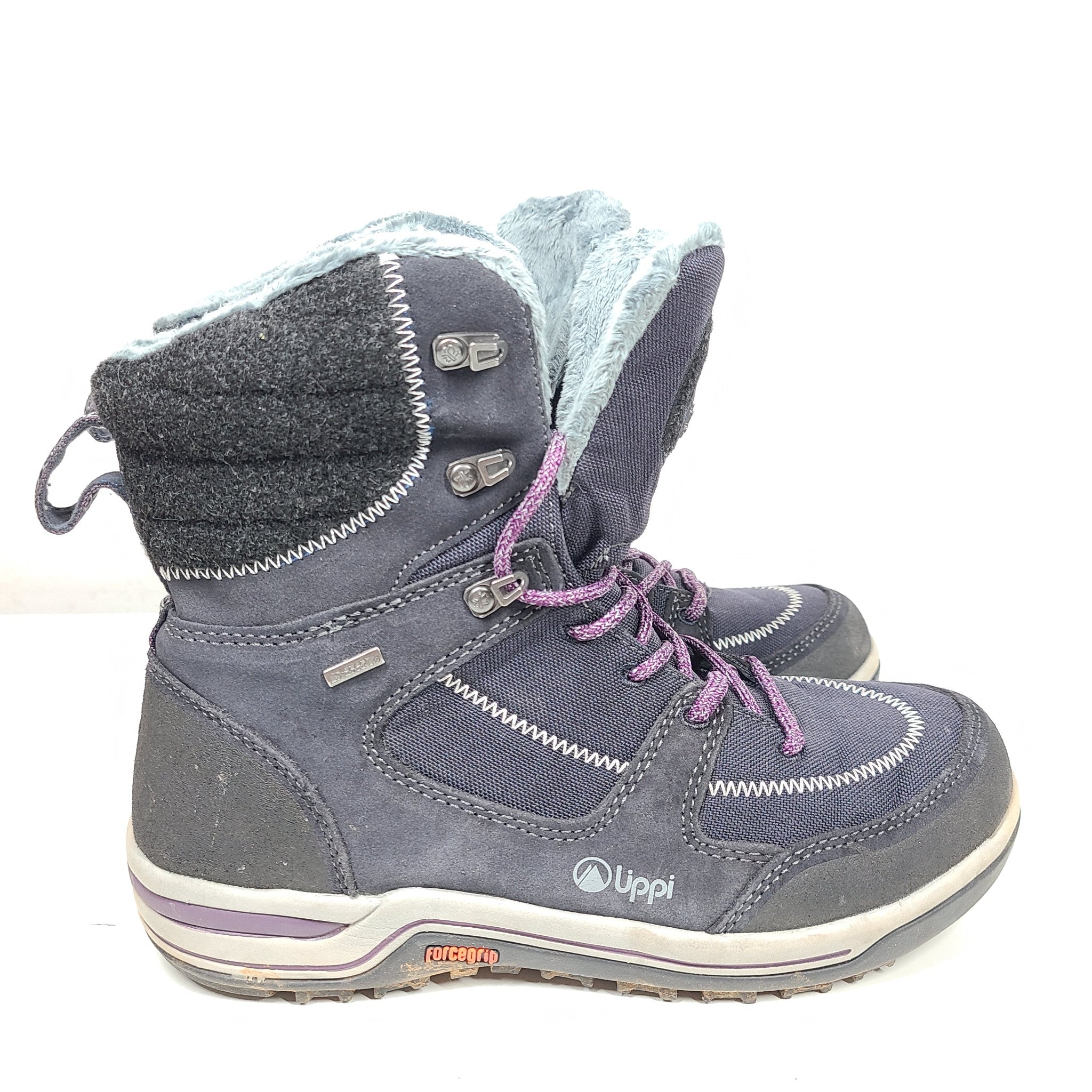 Lippi Women's Winter Snow Boots Size 8 Shoe Black and Purple Forcegrip