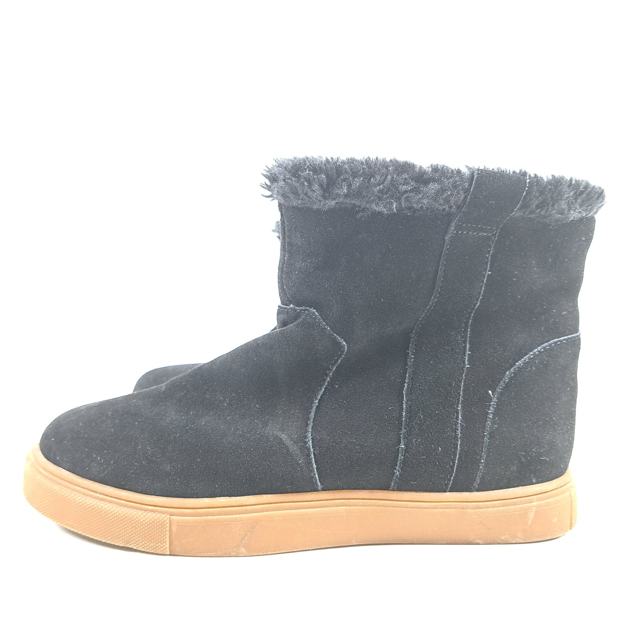 Steve Madden Grizzly Black Suede Fleece Lined Ankle Boots Booties Sz 7