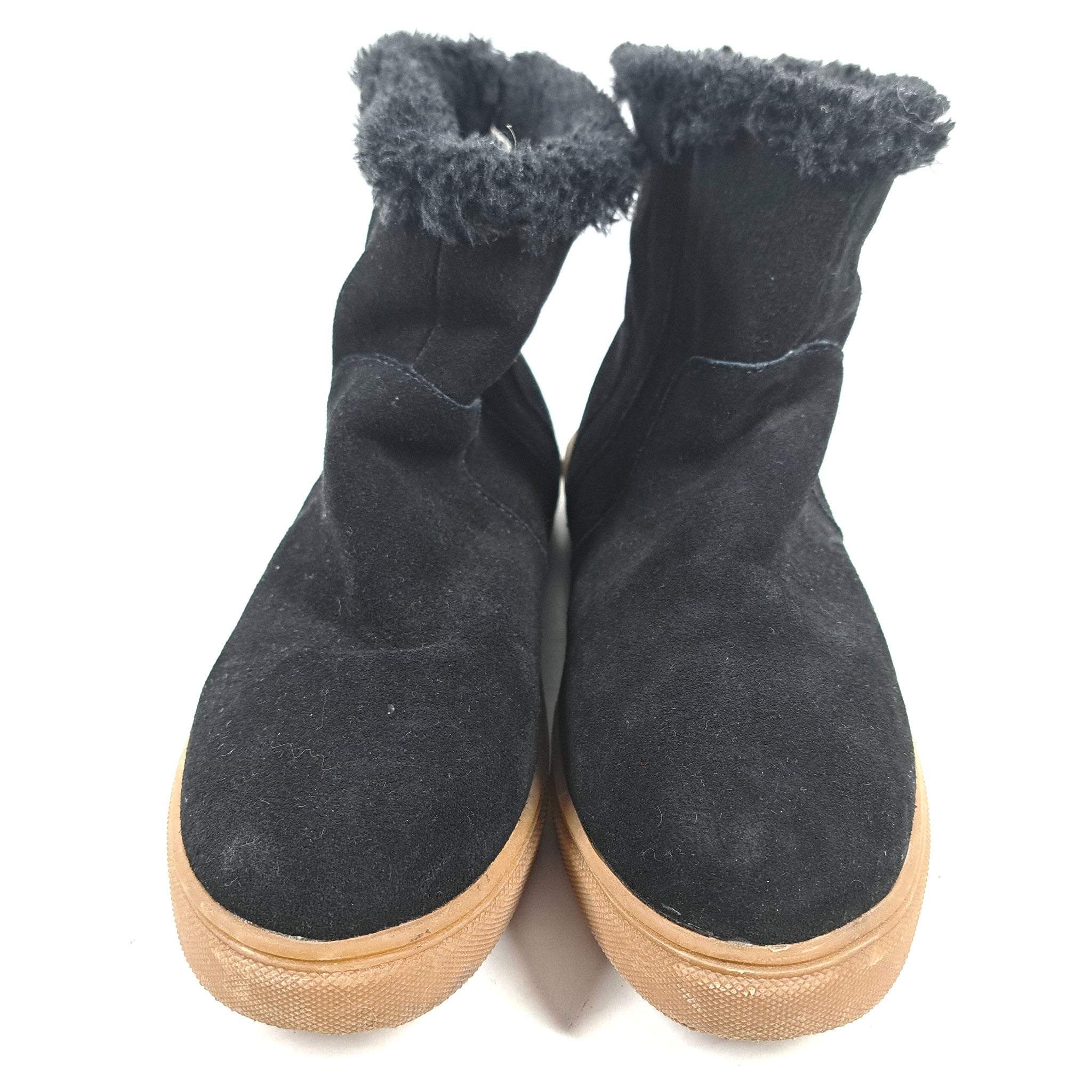 Steve Madden Grizzly Black Suede Fleece Lined Ankle Boots Booties Sz 7