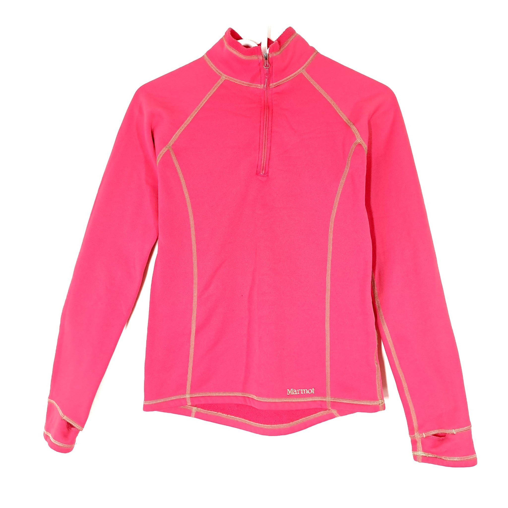 Marmot Women's Polartech Fleece Lined Half Zip Sweater Longsleeve Shirt Red S