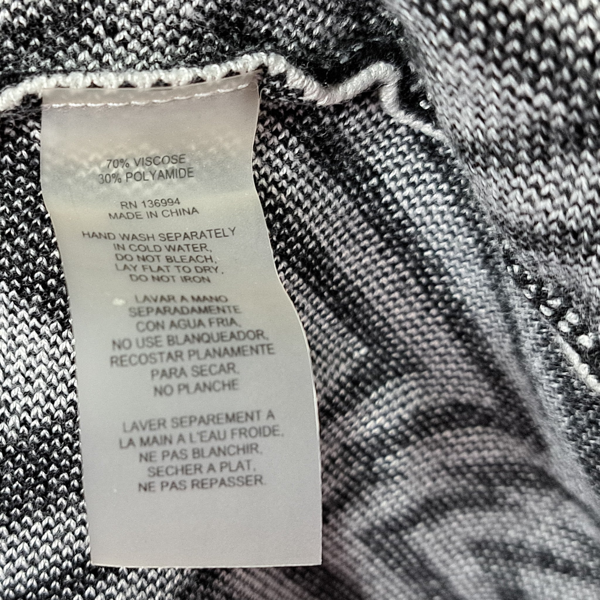Sioni Skirt Black & White Abstract Print Flared Elastic Waist Thick Knit Size S