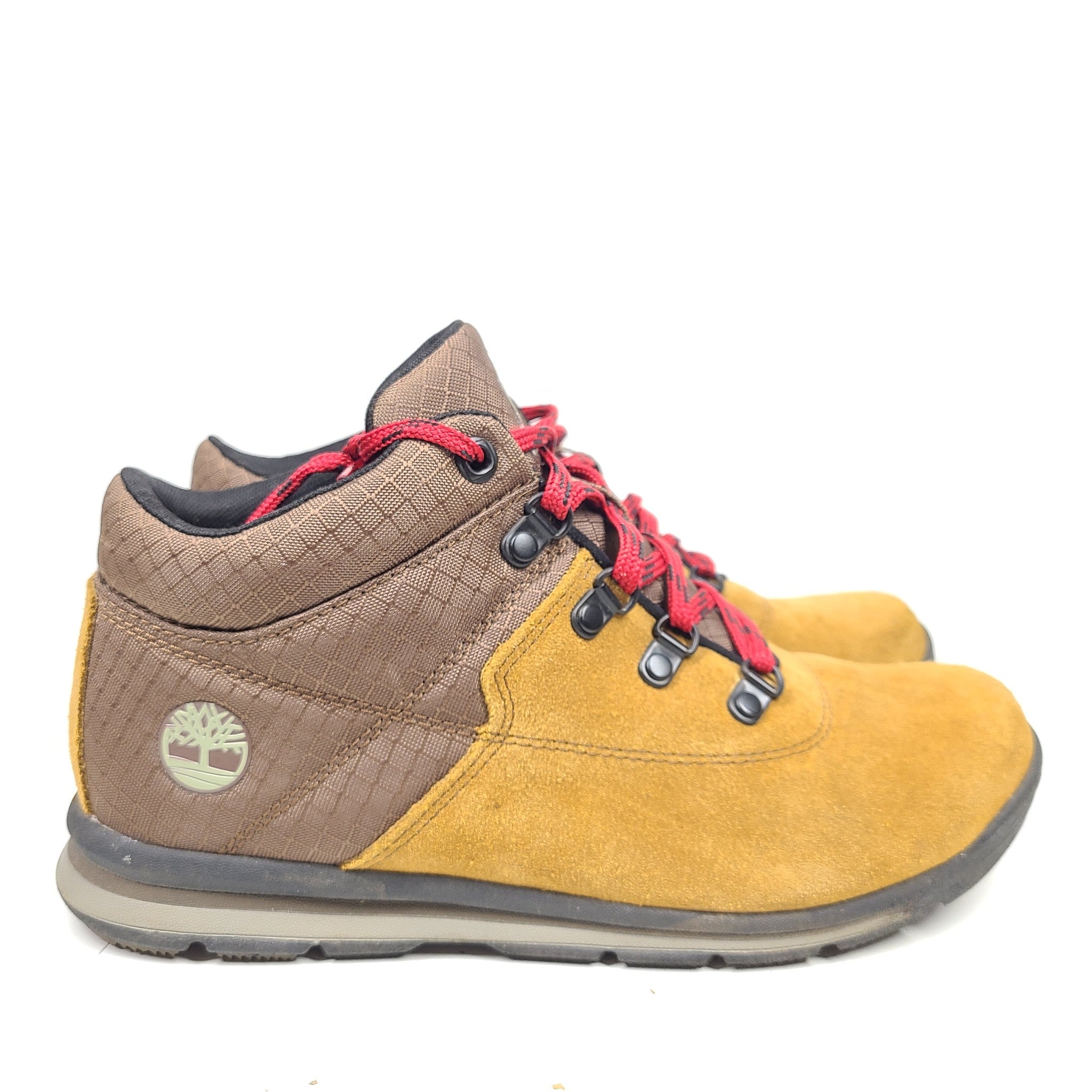 Timberland Boy's GT Rally Mid Hiking Boots Shoes Brown A1ROM Sz 4.5