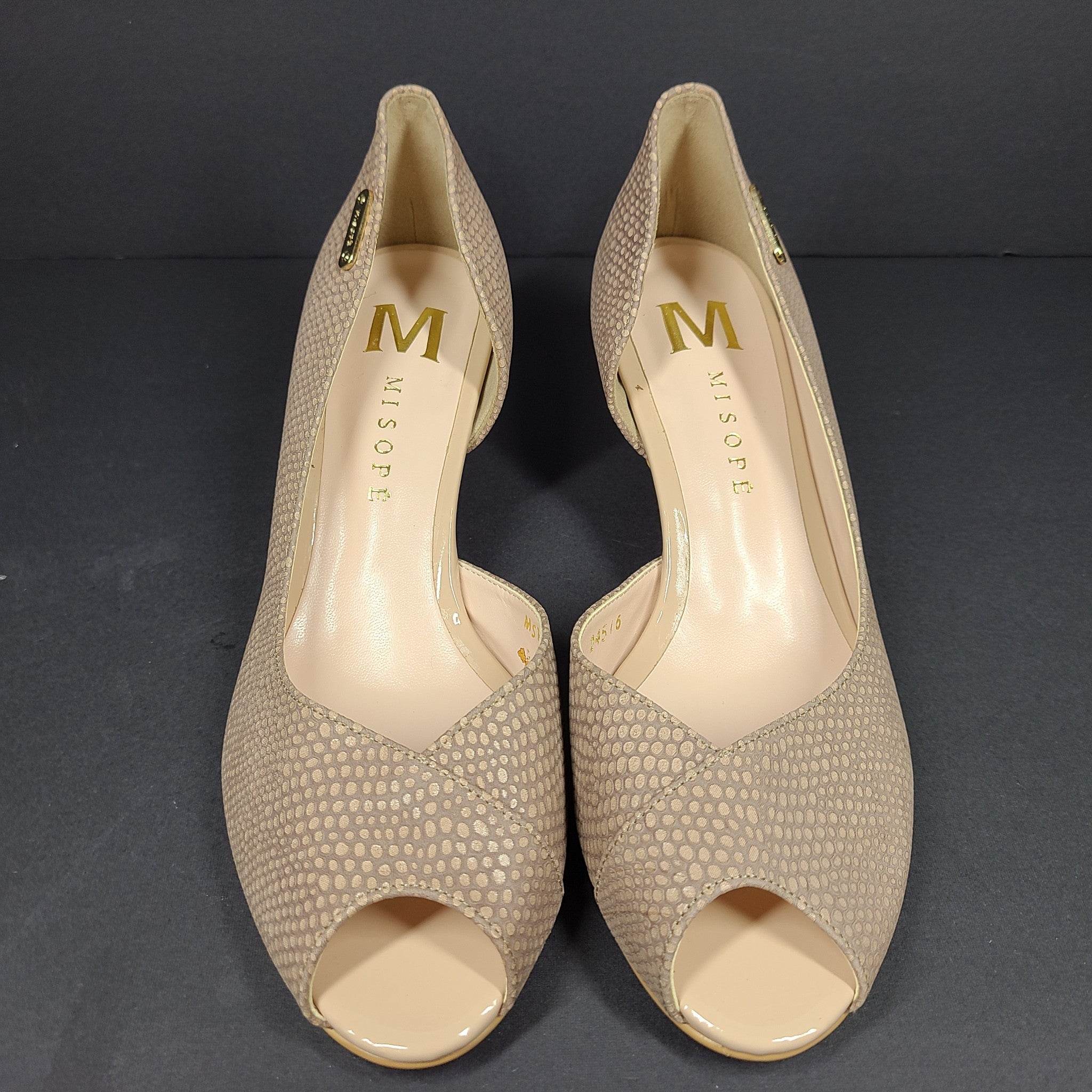 Misope Women's Pumps Peep Toe Heels Tan Size 6.5