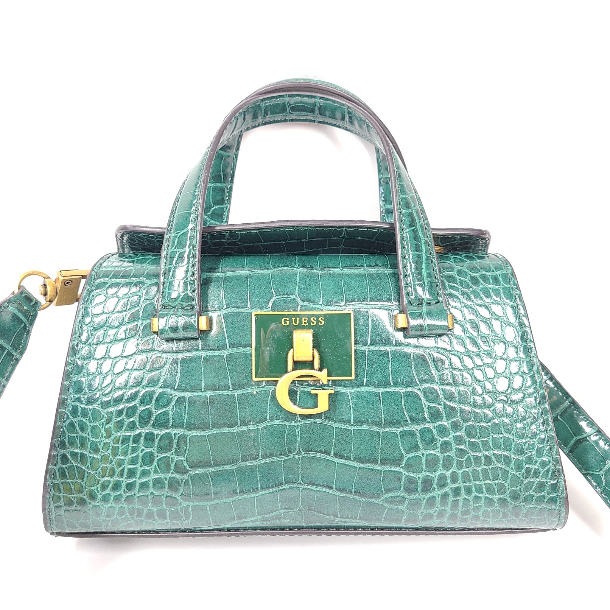Guess Women's Stephi Crocodile Mini Girlfriend Handbag Crossover Green