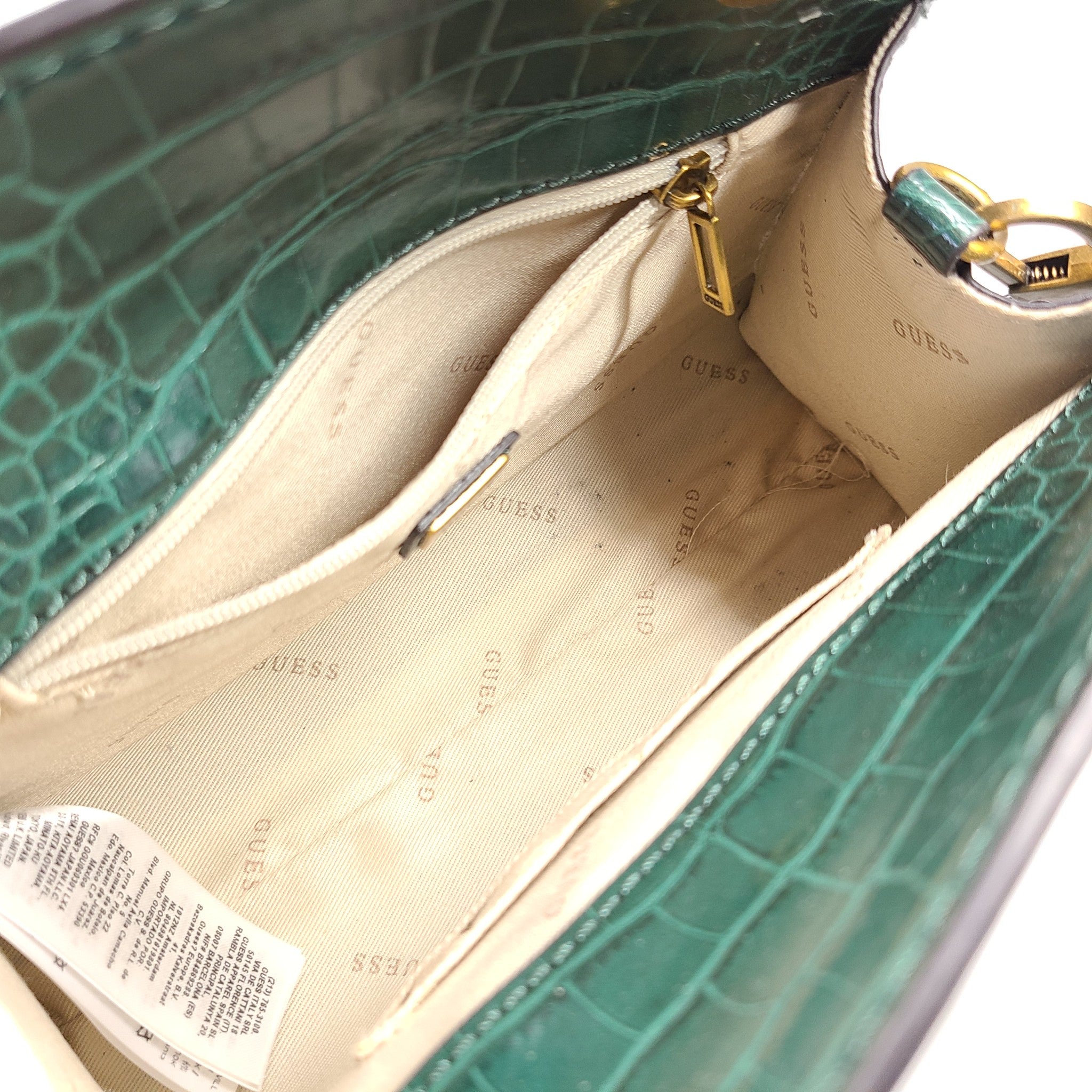 Guess Women's Stephi Crocodile Mini Girlfriend Handbag Crossover Green