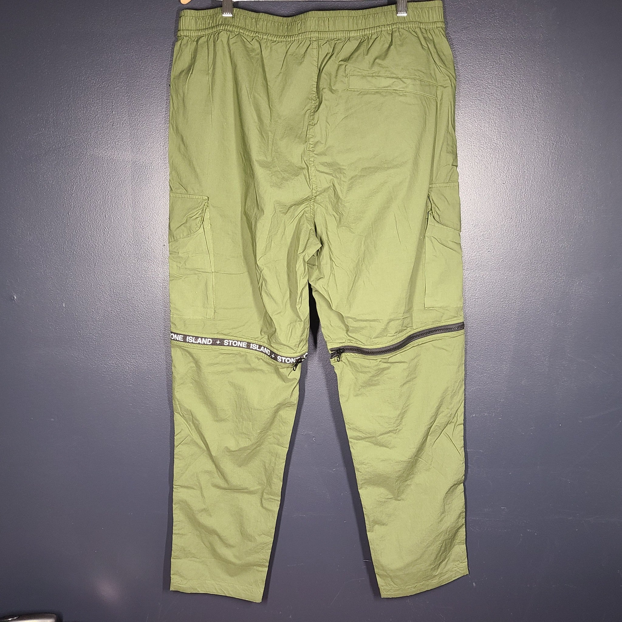 Stone Island Men's Convertible Zip Knee Cargo Pants Olive Green Sz 38