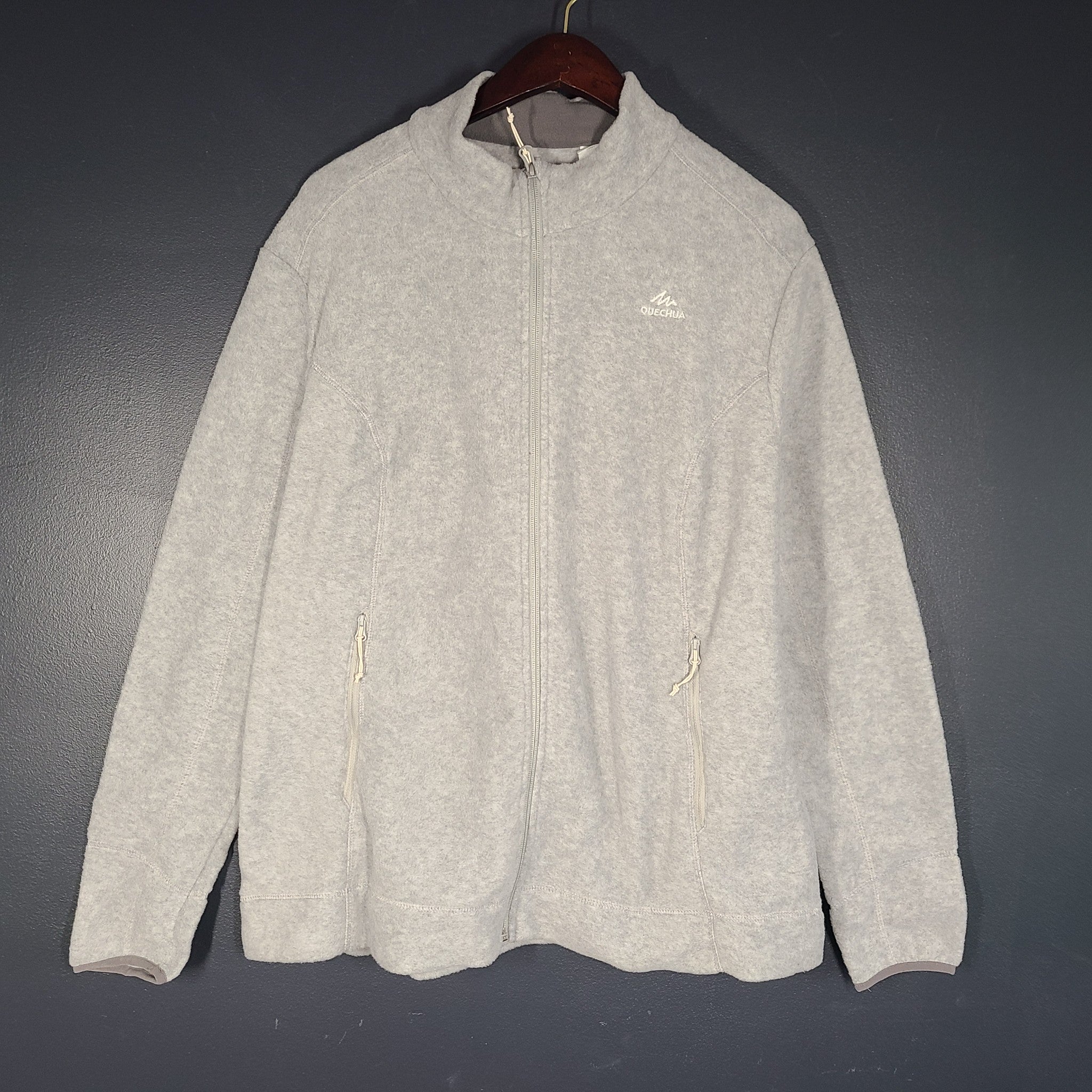Quechua Women's Zip Up Hiking Fleece Jacket Sweater Gray Sz XXL