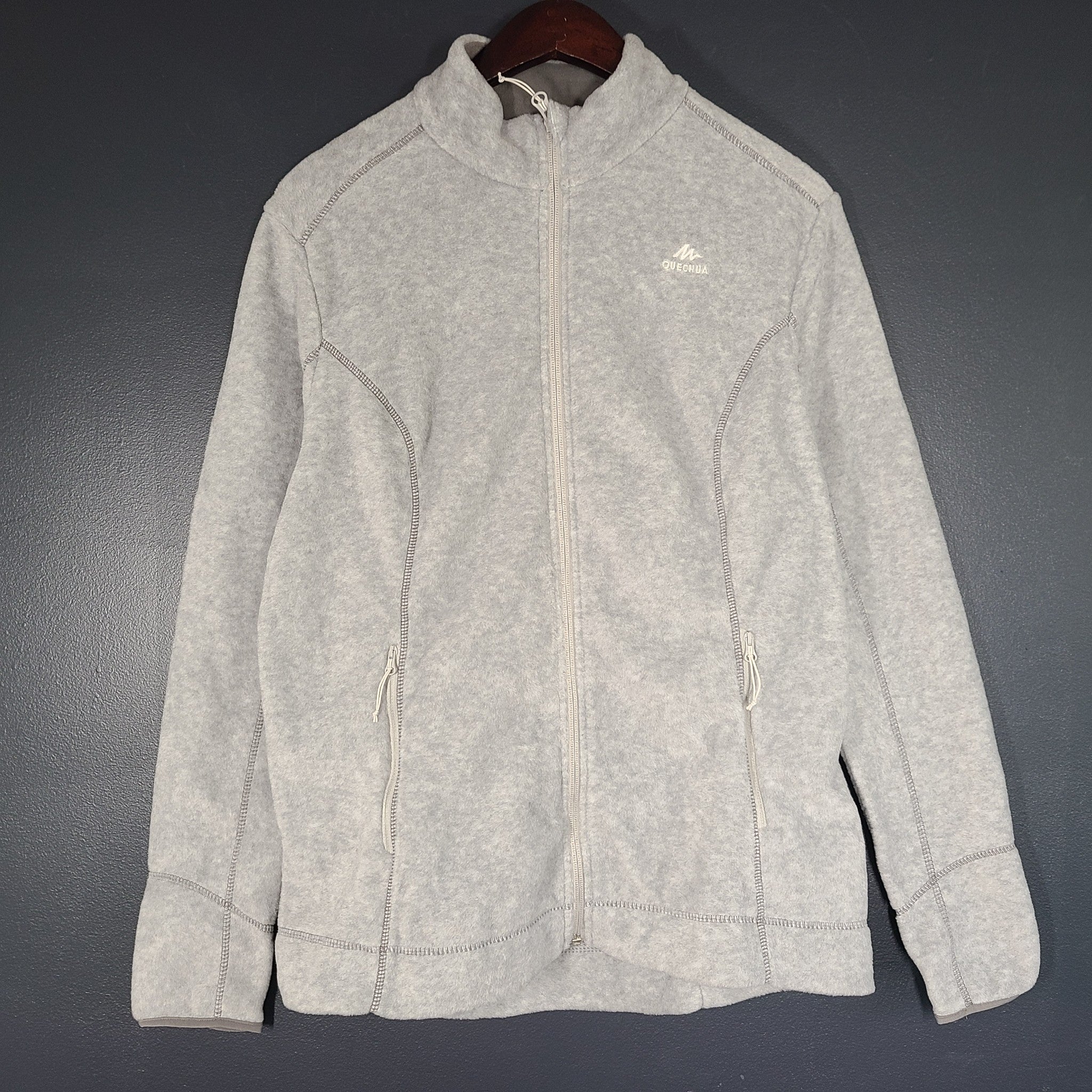 Quechua Women's Zip Up Hiking Fleece Jacket Sweater Gray Sz XL