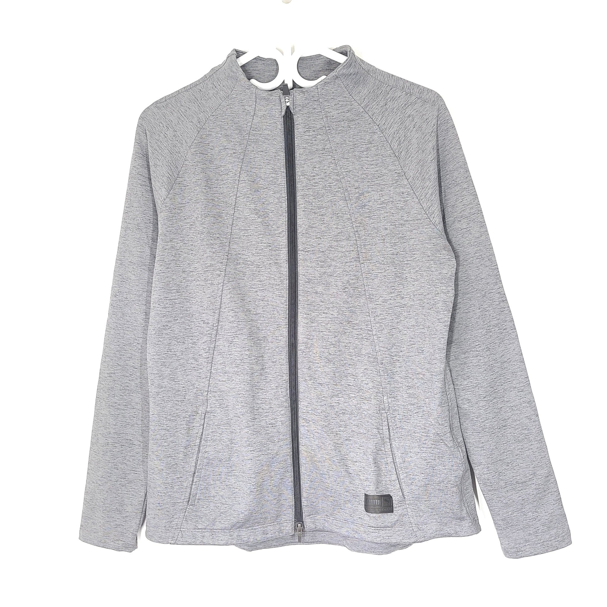 Puma Women's Cloudspun Warm Up Golf Jacket Sweater Full Zip Gray Sz M