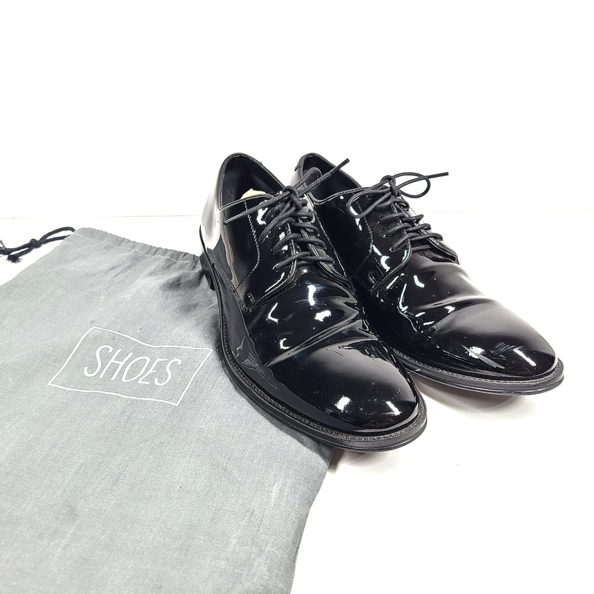 The Blk Tux Men's Patent Leather Derby Shoes Black Sz 9