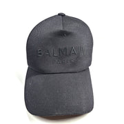 Balmain Paris Unisex Logo Embroidered Baseball Cap Hat Adjustable Black