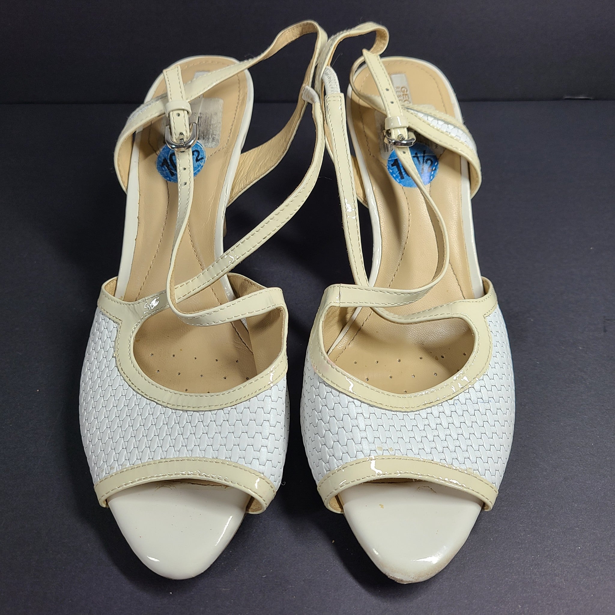 Geox Women's D Donyale Heels Slingback Sandals Peep Toe Pumps White Size 10.5