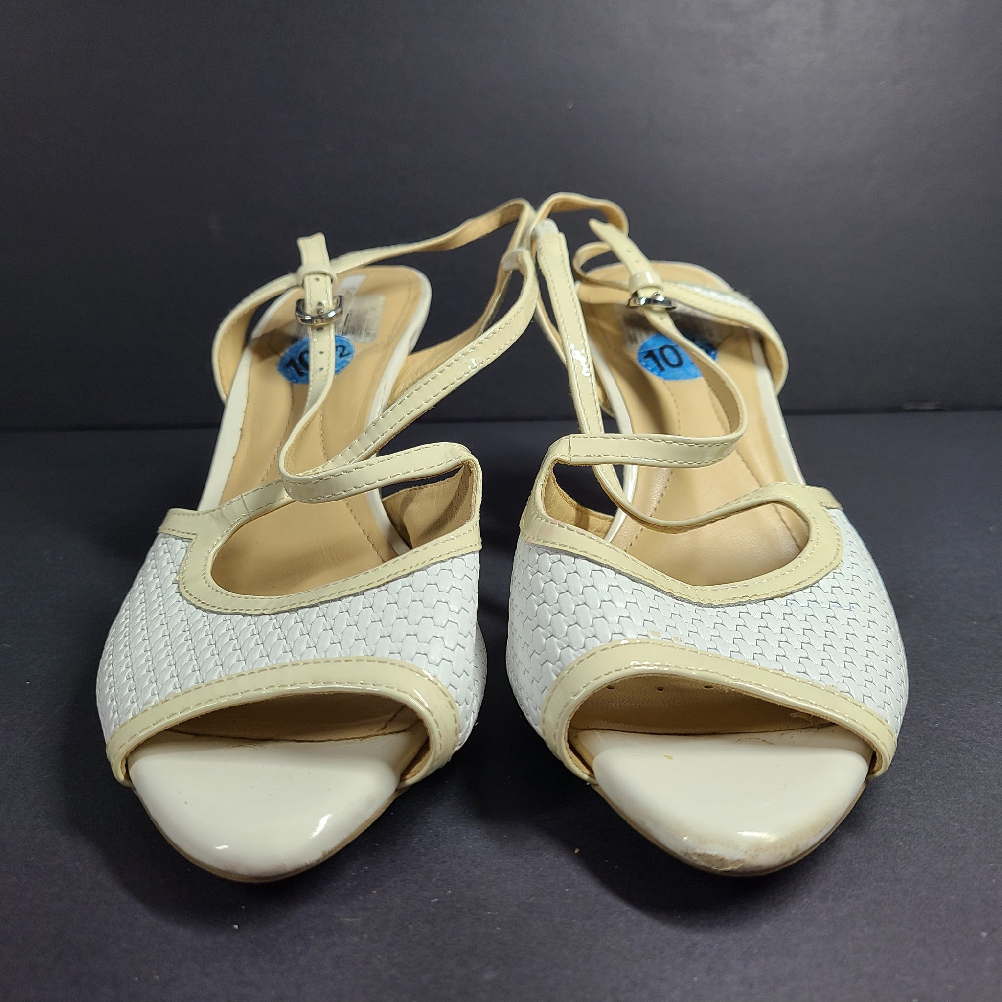 Geox Women's D Donyale Heels Slingback Sandals Peep Toe Pumps White Size 10.5