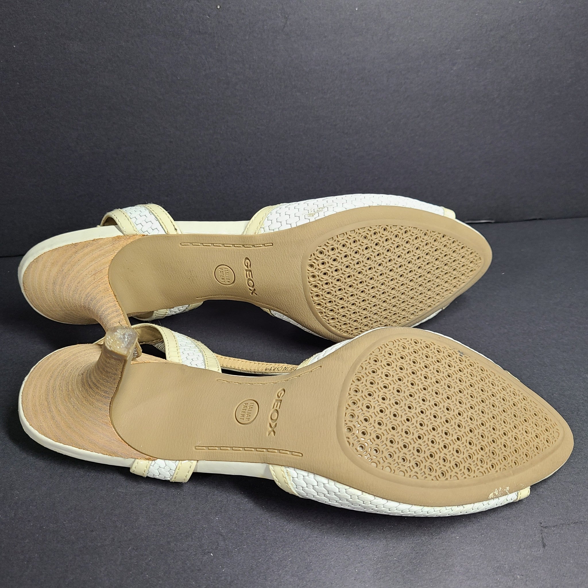 Geox Women's D Donyale Heels Slingback Sandals Peep Toe Pumps White Size 10.5
