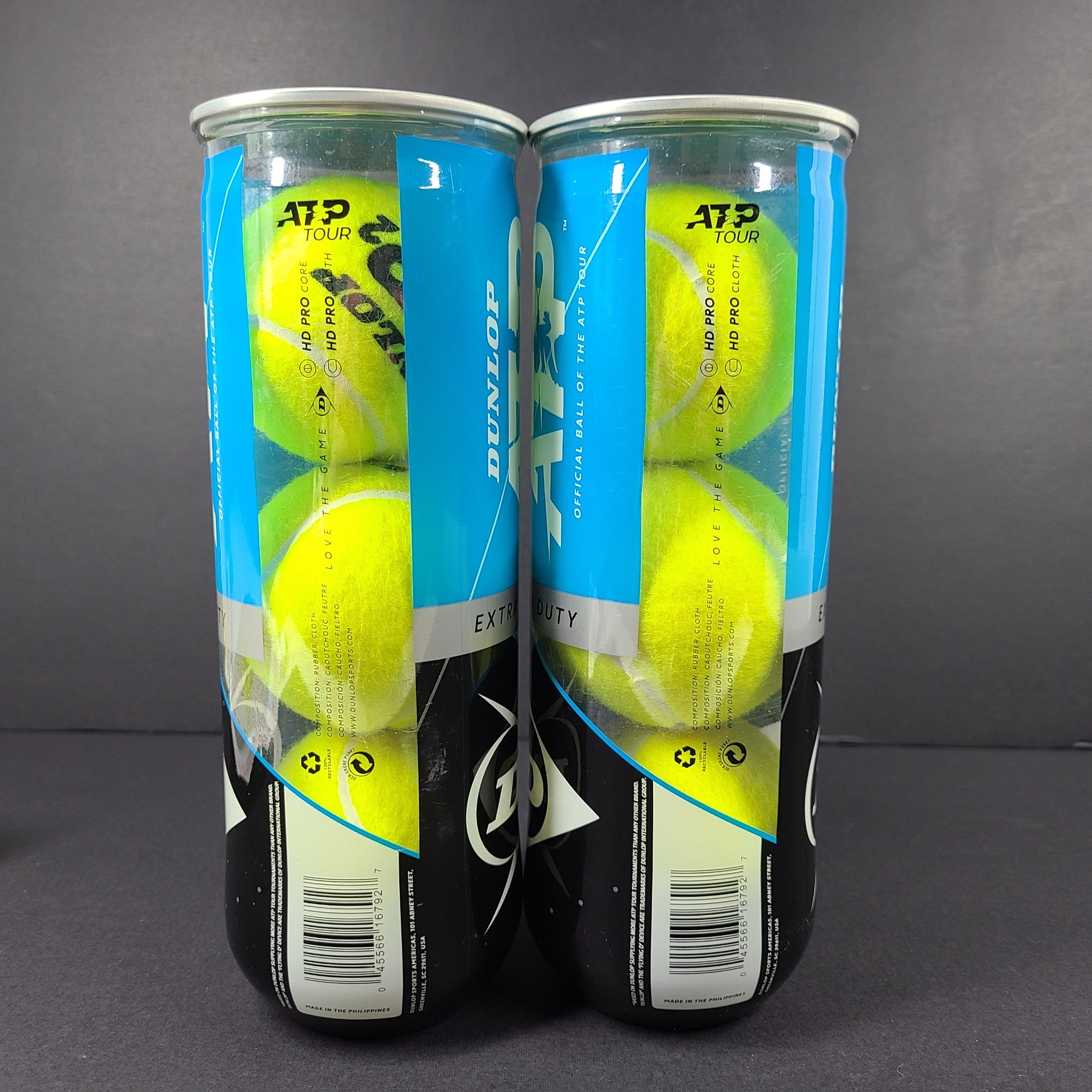 2 Cans / 6 Balls Dunlop ATP Extra Duty Tennis Balls Hard Court ITF USTA Approved