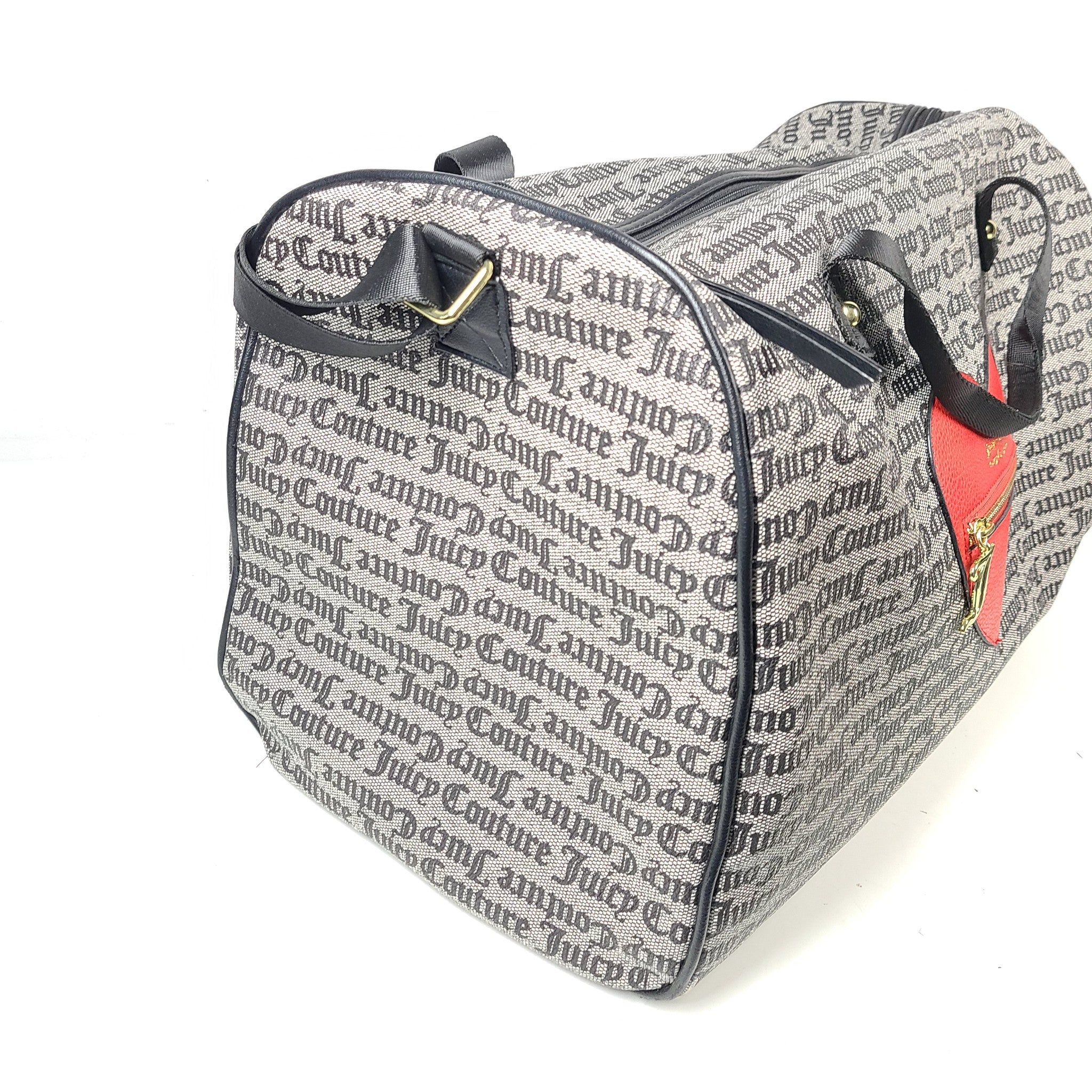 Juicy Couture Los Angeles Whole Lotta Love Duffel Gym Bag Gray Red Heart