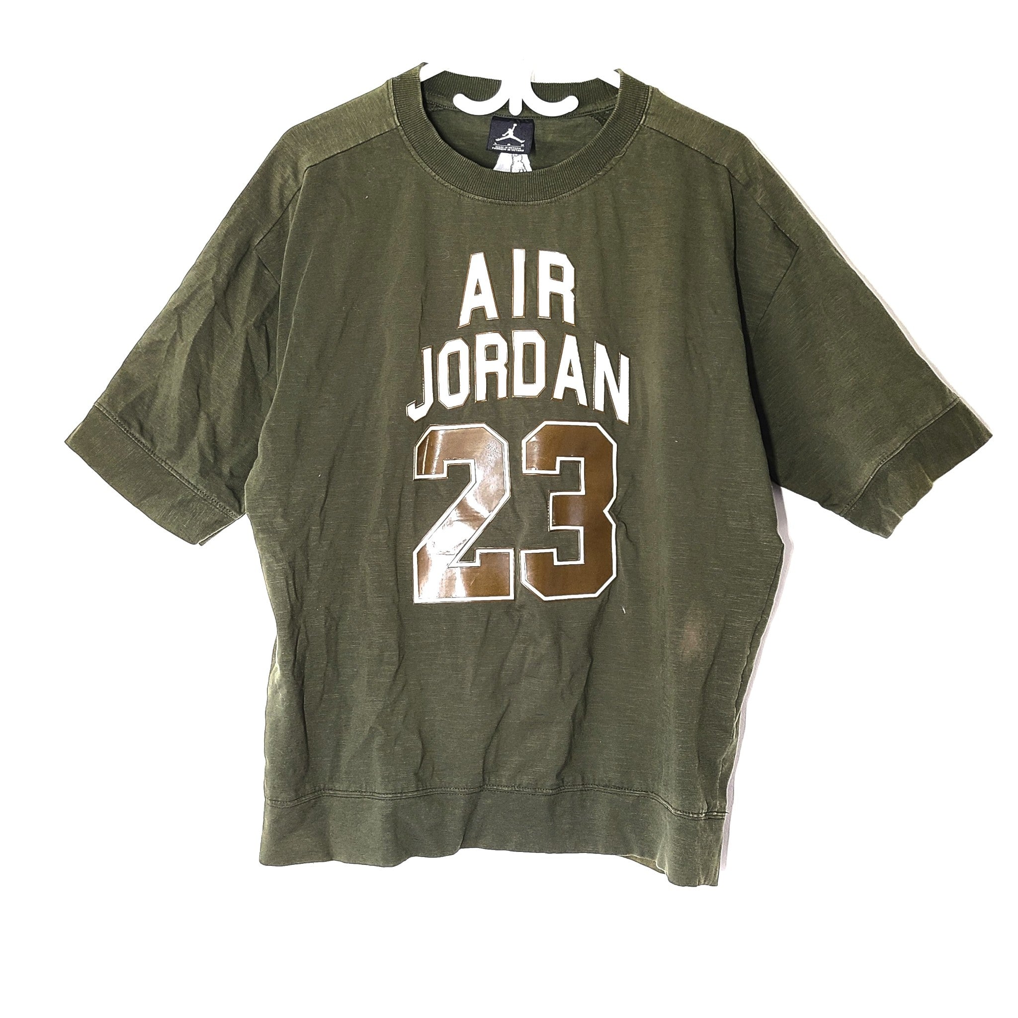 Air Jordan Men's 23 Logo Short Sleeve T Shirt Olive Green Sz L