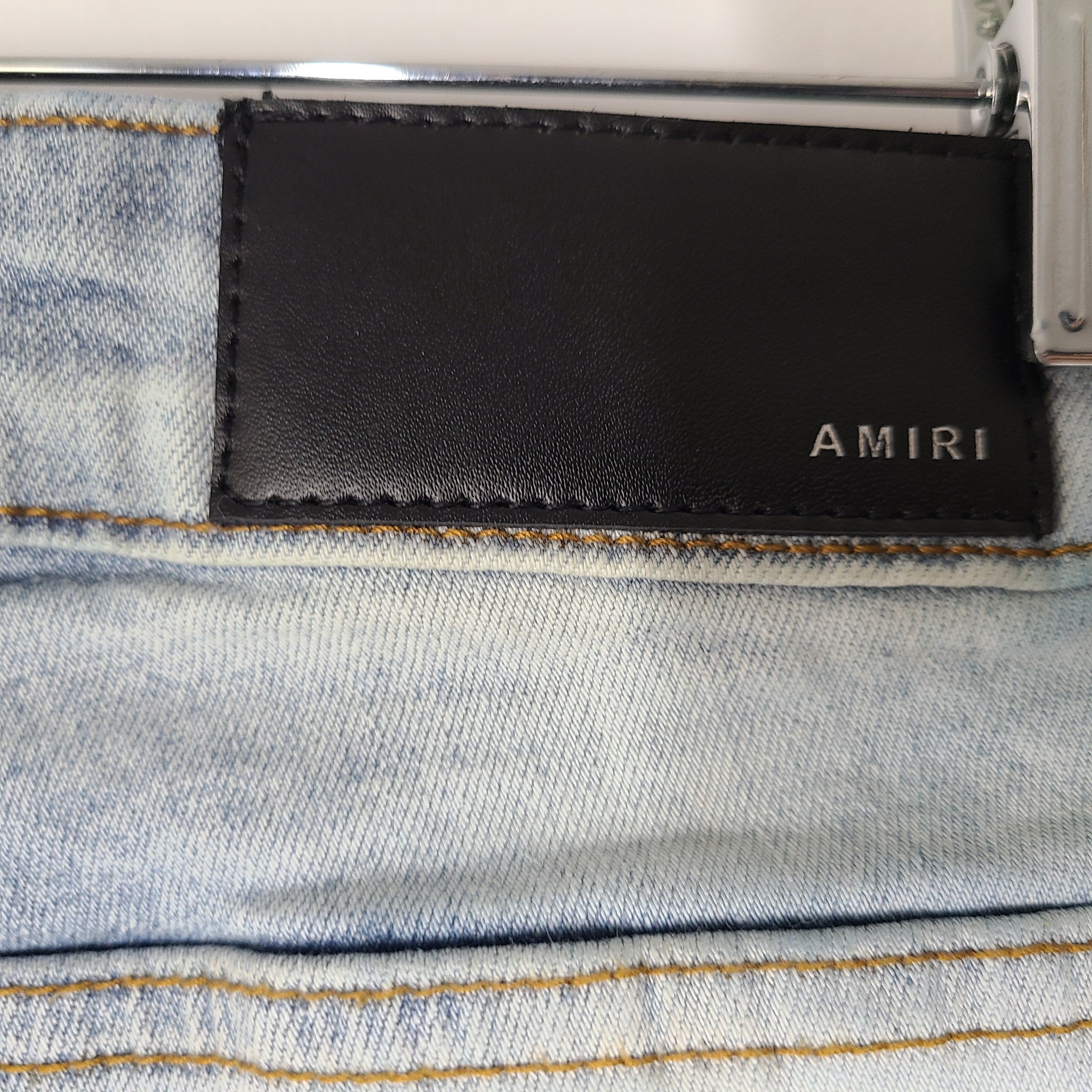 AMIRI Men's Light Indigo Planet & Star Weed Jeans Skinny Distressed Sz 30