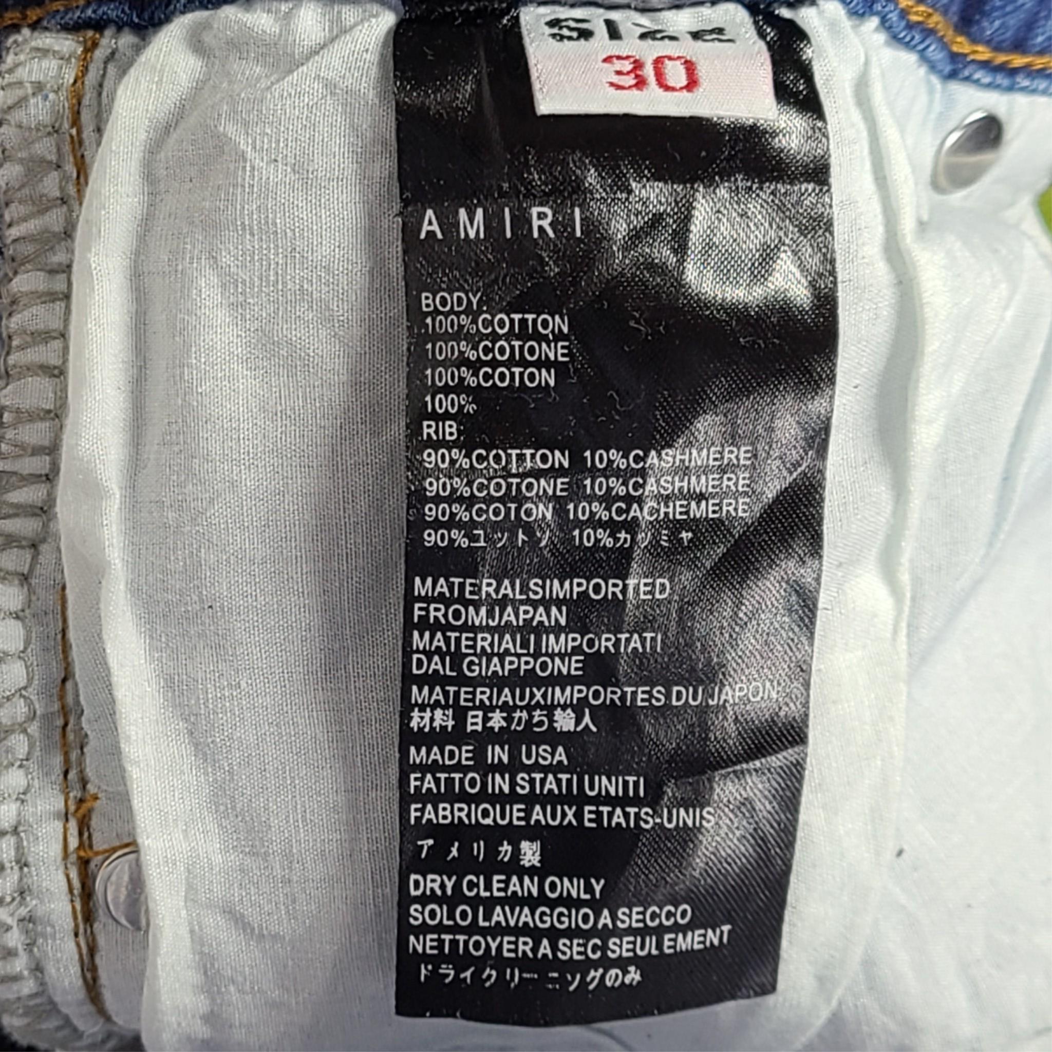 AMIRI Men's Light Indigo Planet & Star Weed Jeans Skinny Distressed Sz 30