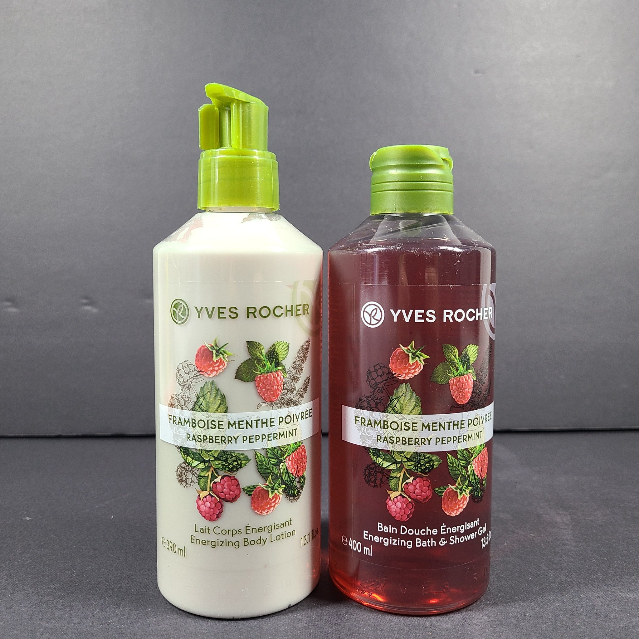 2 x 13 oz Set Yves Rocher Raspberry Peppermint Body Lotion  + Shower Gel