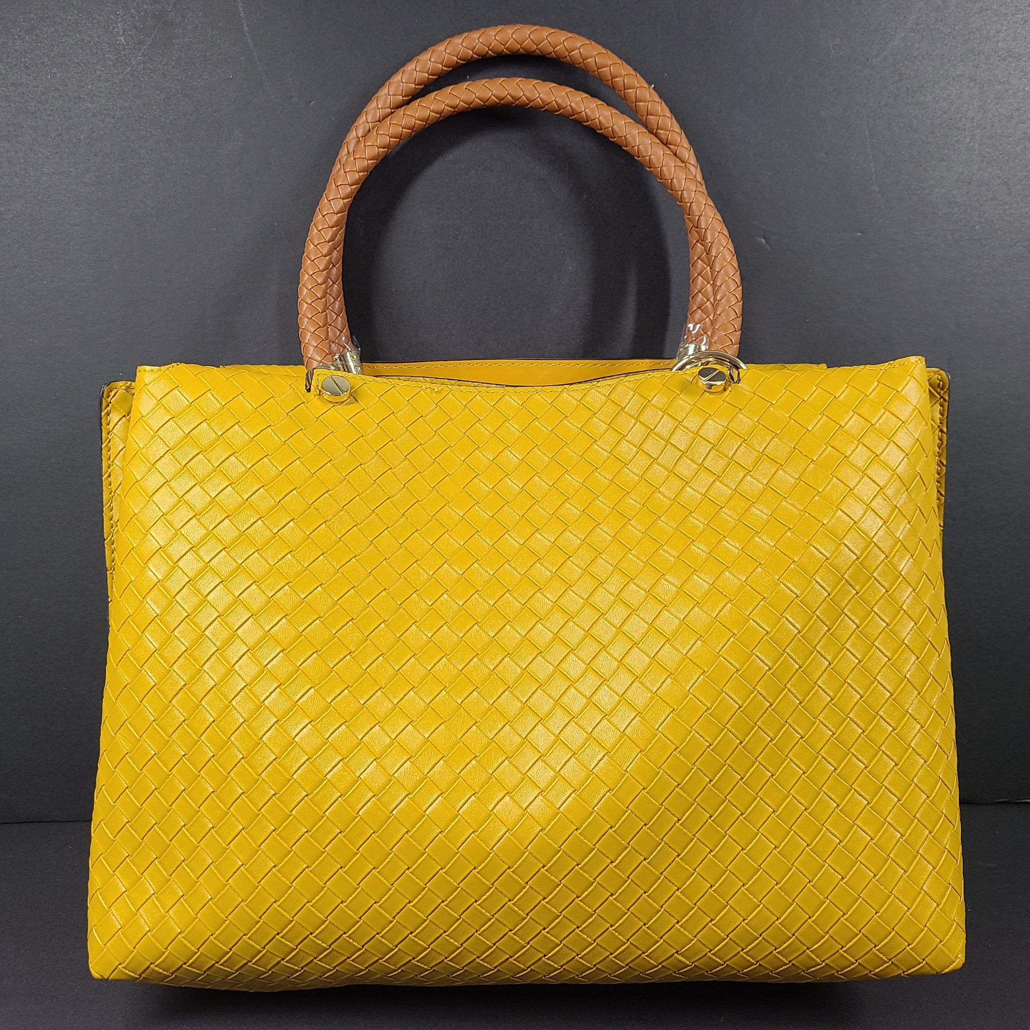 Aldo Women's Criratha Woven Handbag Tote Purse Satchel Yellow