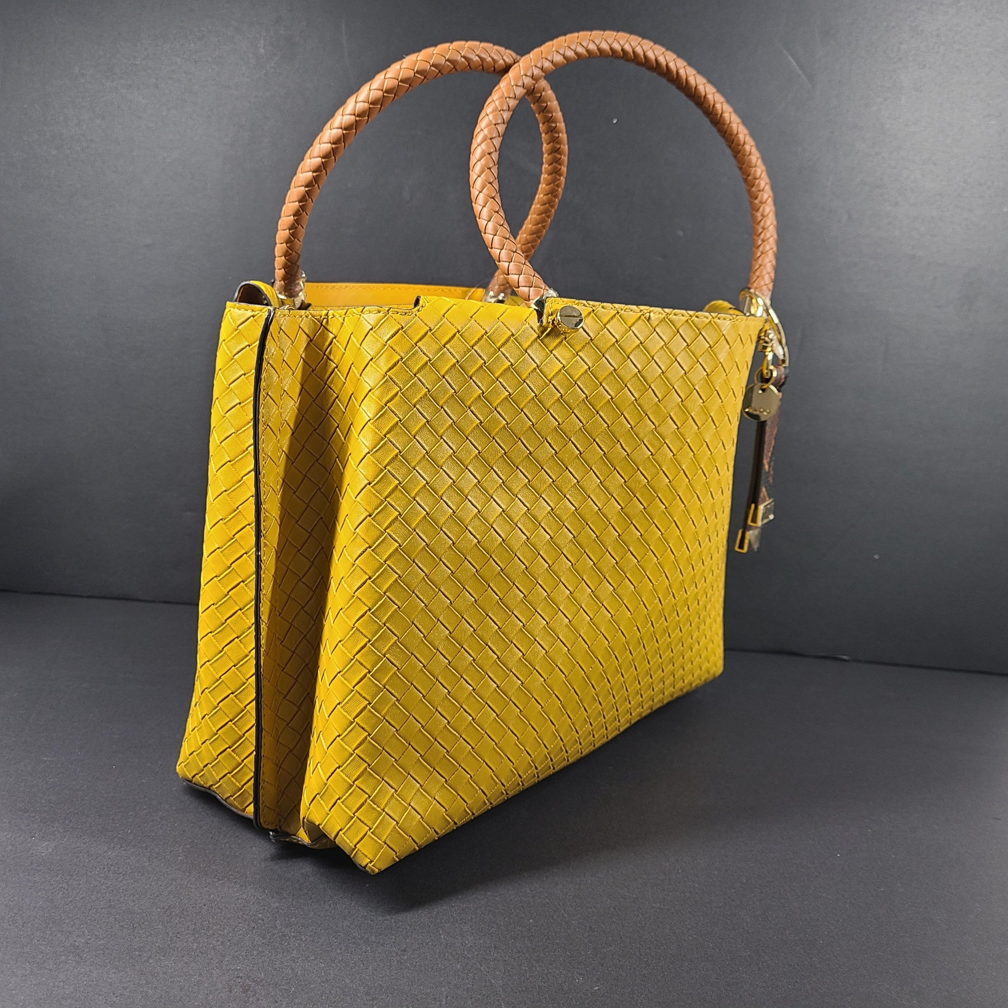 Aldo Women's Criratha Woven Handbag Tote Purse Satchel Yellow