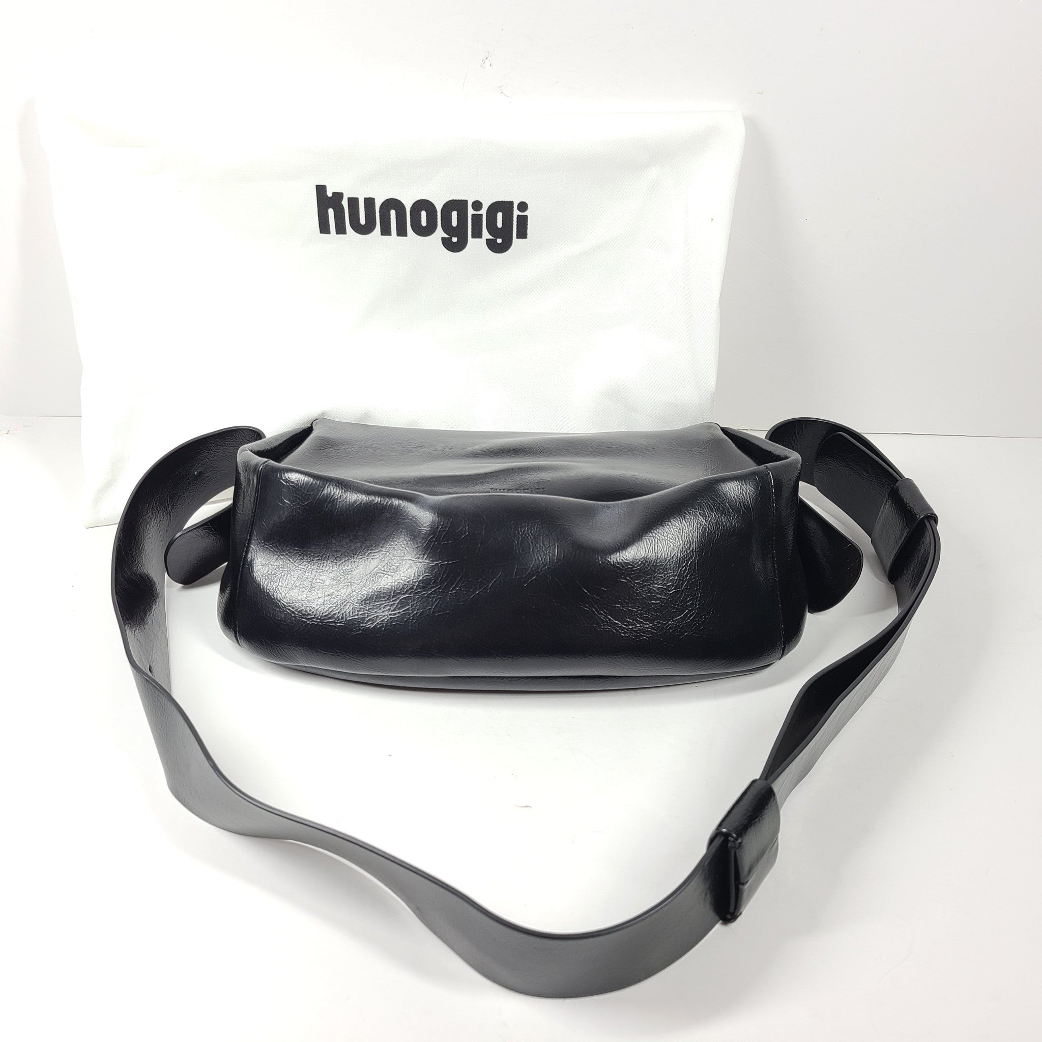 Kunogigi Saddle Bag Oil Wax Cowhide Genuine Leather Bag Handbag Black