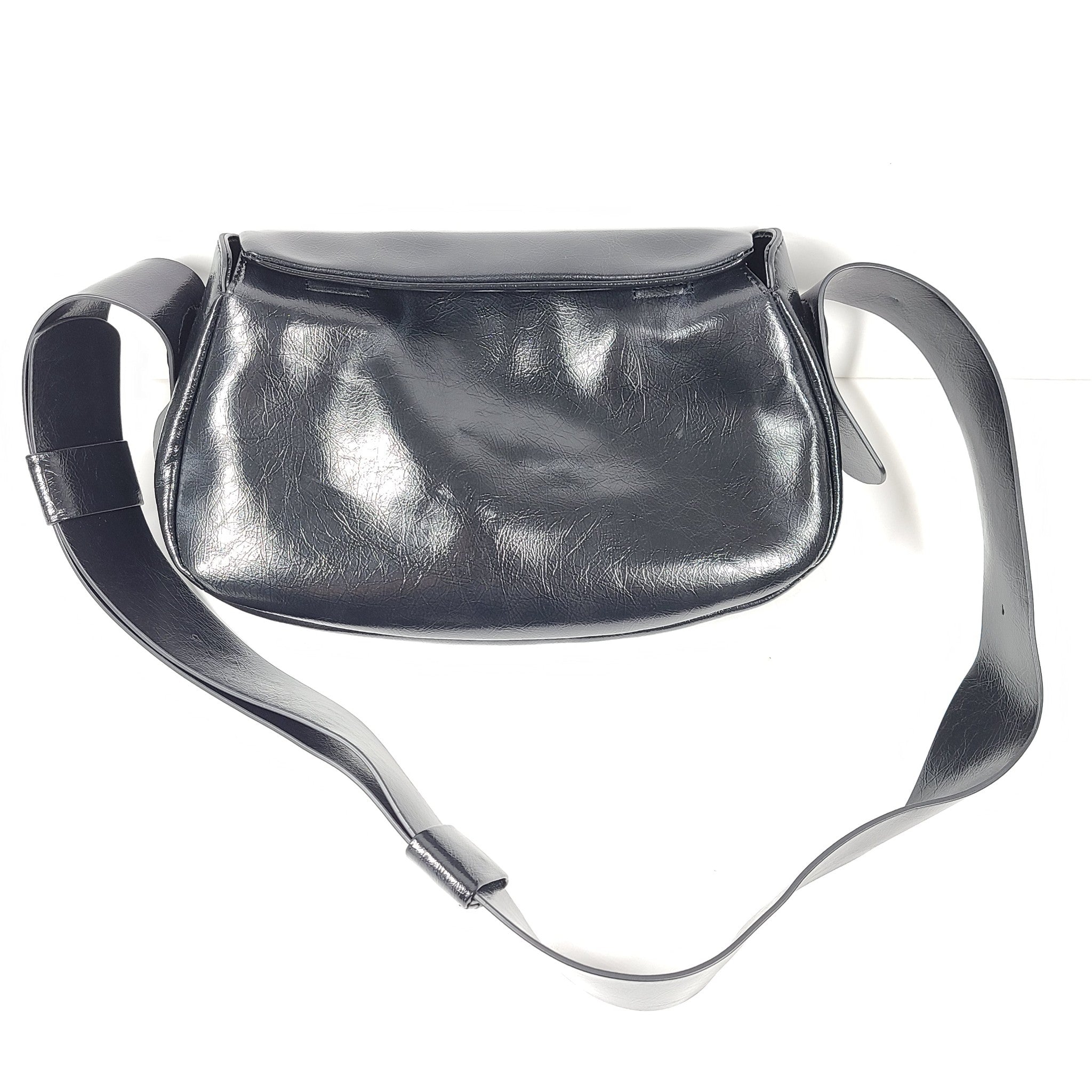Kunogigi Saddle Bag Oil Wax Cowhide Genuine Leather Bag Handbag Black