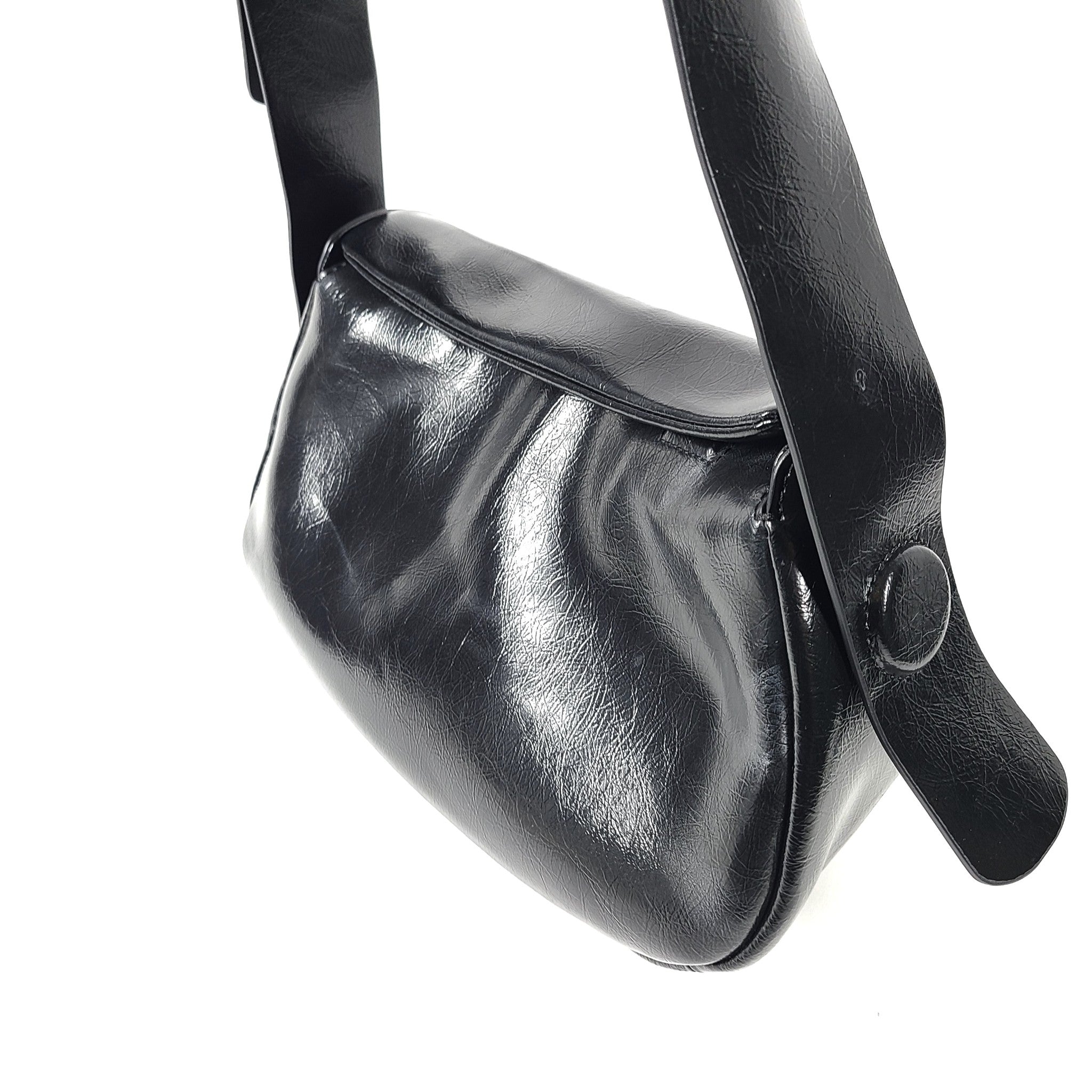 Kunogigi Saddle Bag Oil Wax Cowhide Genuine Leather Bag Handbag Black