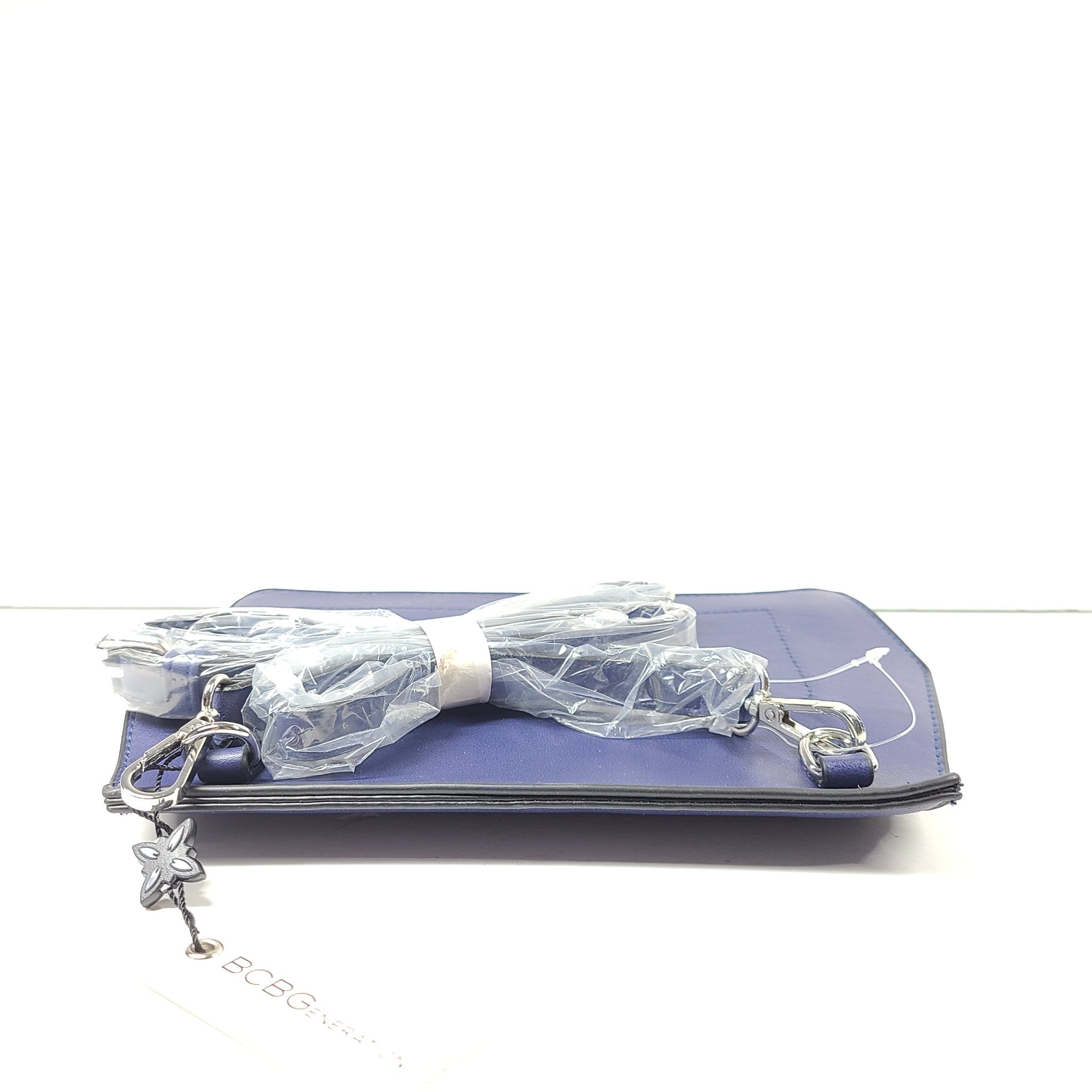 BCBGeneration BCBG Clover Convertible Clutch Vegan Leather Crossbody Purse Blue