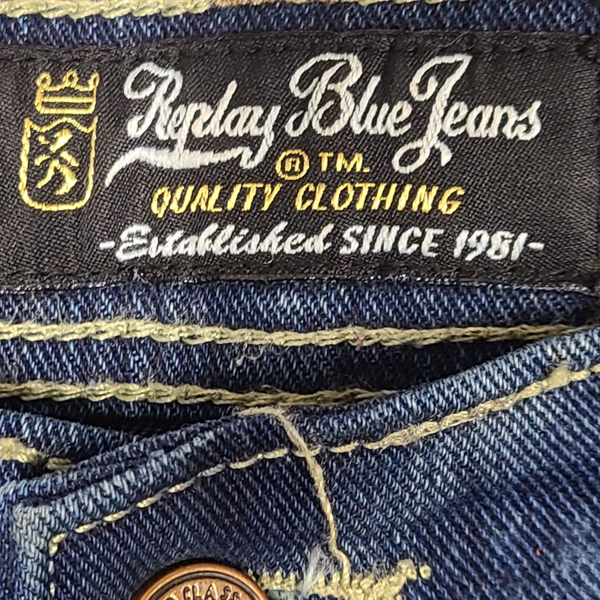 Replay Men's Anbass Slim Fit Distressed Jeans Medium Wash Sz 32