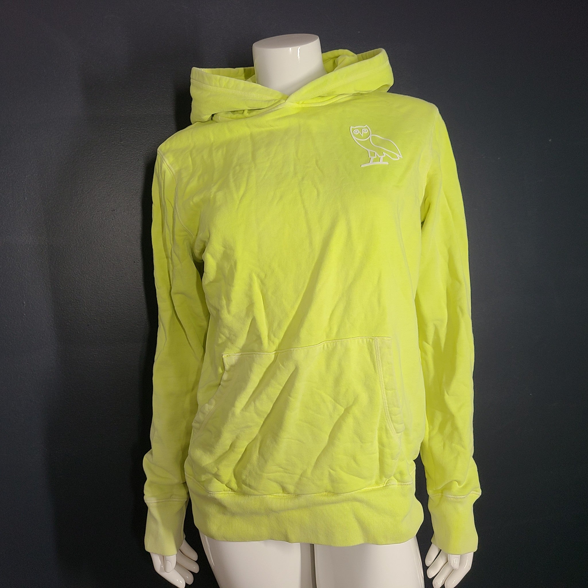 OVO October's Very Own Garment Dyed Hoodie Sweater Neon Green Drake Sz M
