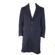 Banana Republic Men's Trento Wool Plaid Topcoat Navy Blue 527208 Sz M