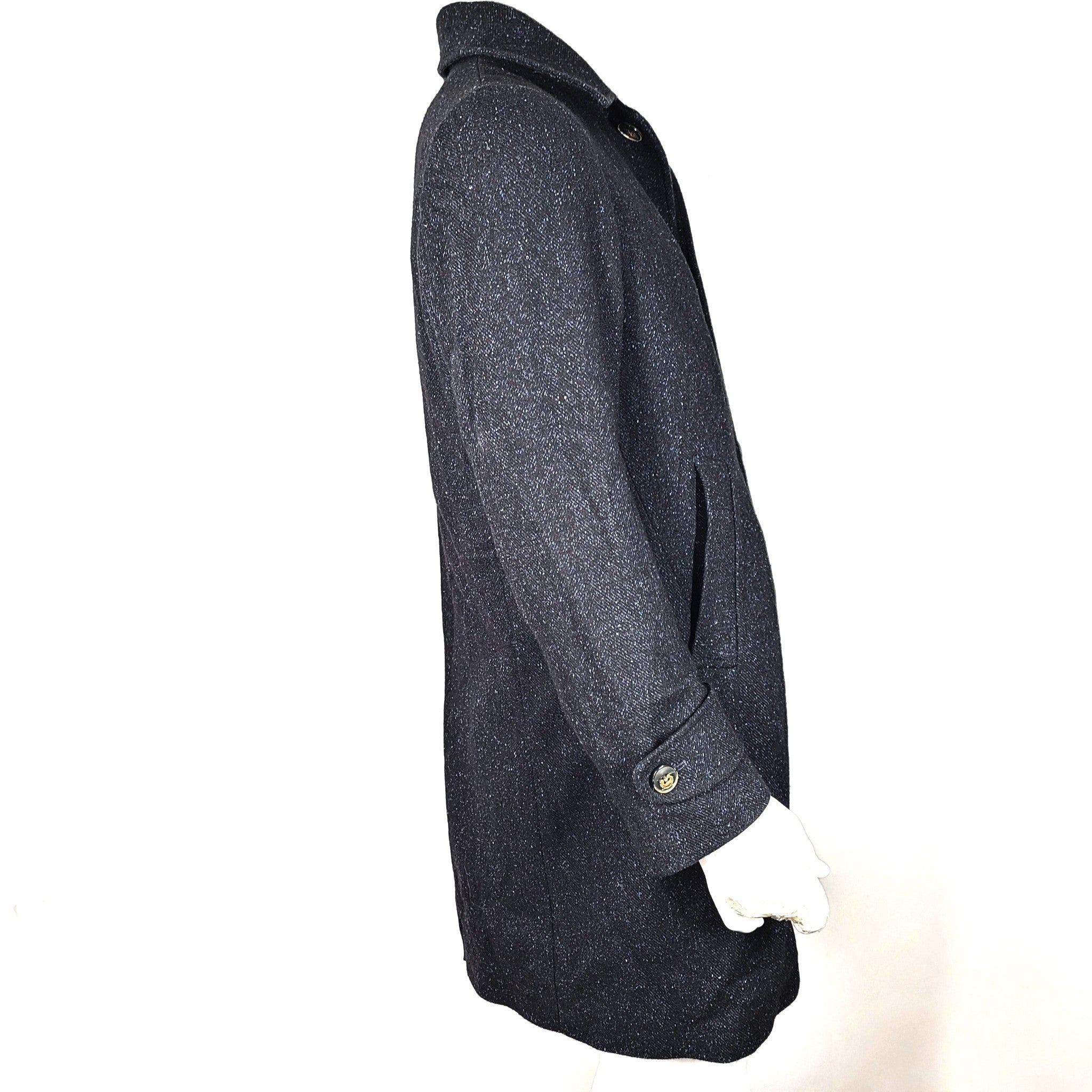 Eleventy Men's Wool Silk and Cashmere Short/Mid Coat Navy Dark Blue Sz M / 38