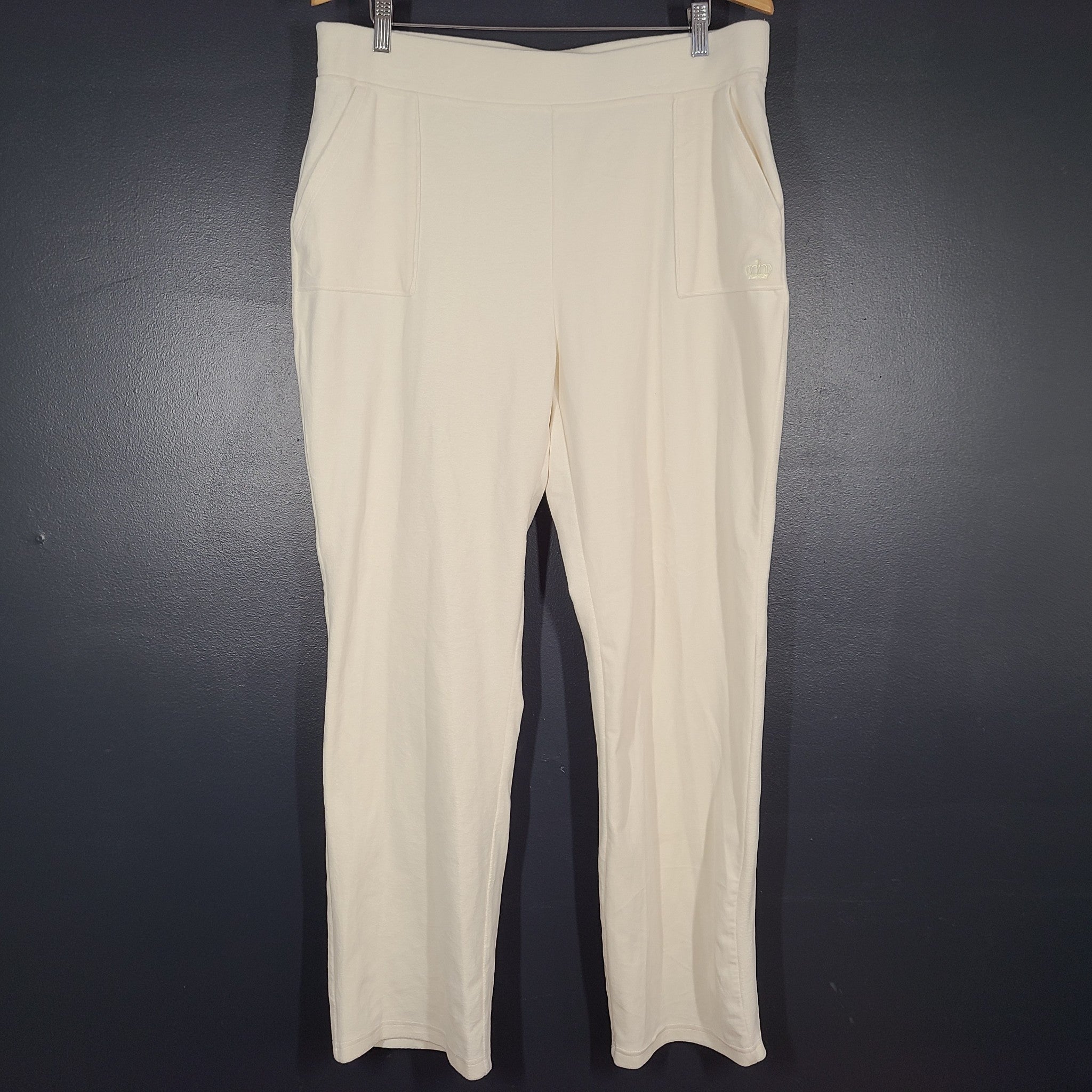 Juicy Couture Women's Velvet Sweatpants Track Pants Beige Off White Sz XL