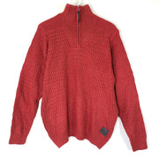 Projek Raw Men's 'Vance' Mock Neck 1/4 Zip Sweater Cable Knit Red Sz L