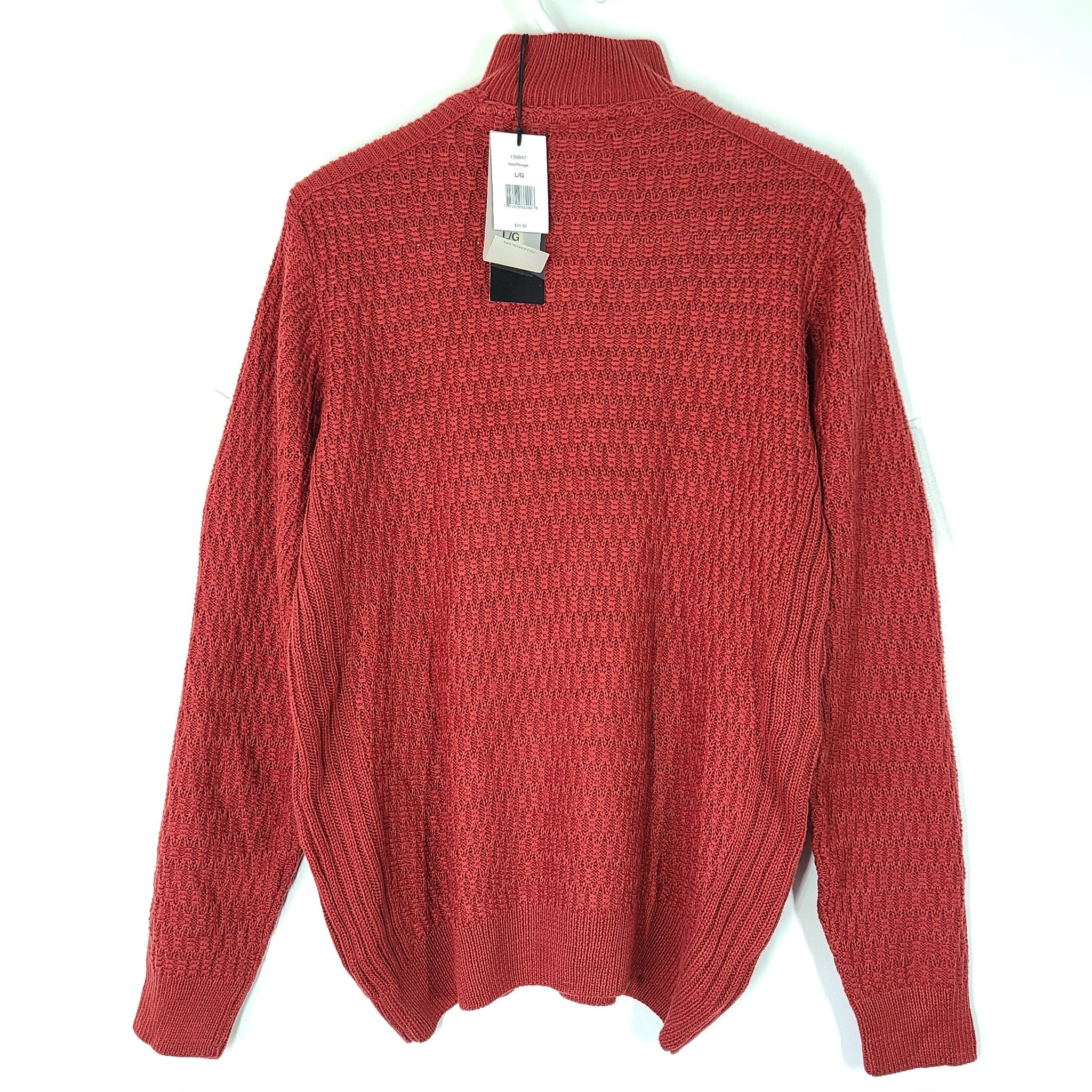 Projek Raw Men's 'Vance' Mock Neck 1/4 Zip Sweater Cable Knit Red Sz L