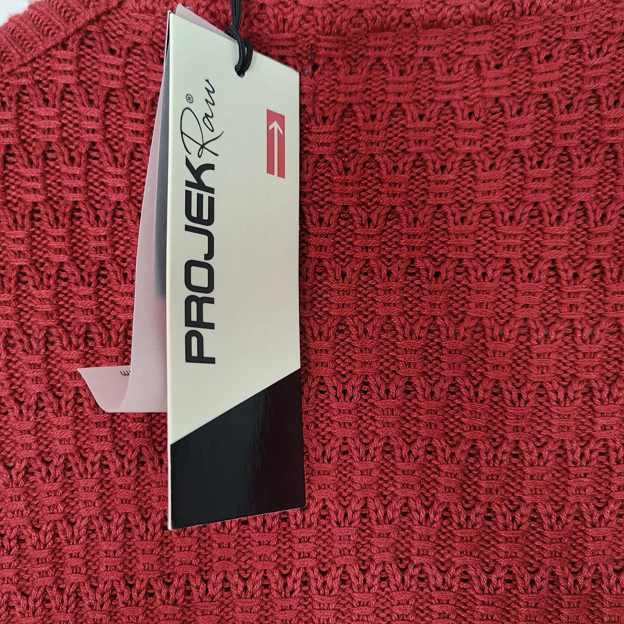 Projek Raw Men's 'Vance' Mock Neck 1/4 Zip Sweater Cable Knit Red Sz L