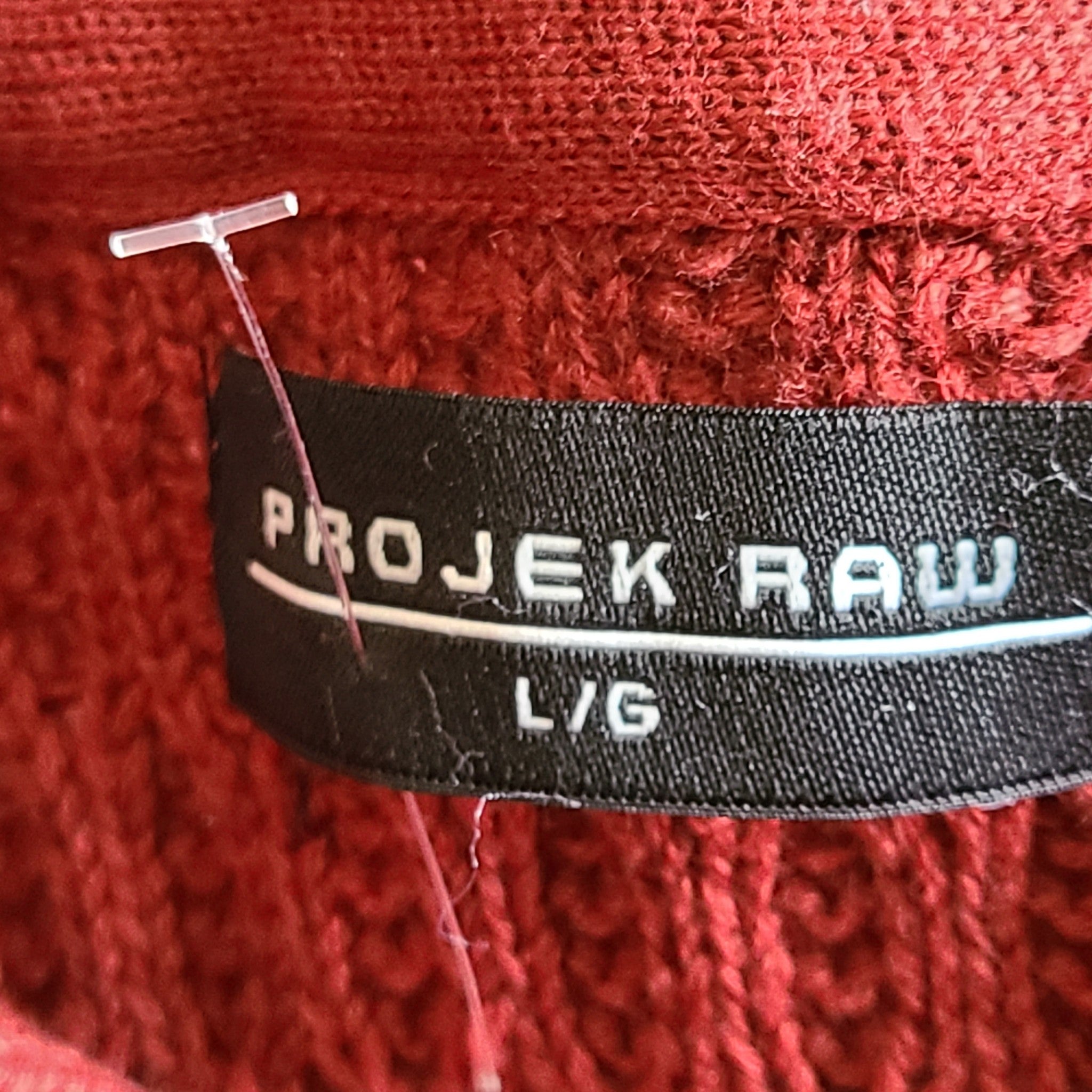 Projek Raw Men's 'Vance' Mock Neck 1/4 Zip Sweater Cable Knit Red Sz L