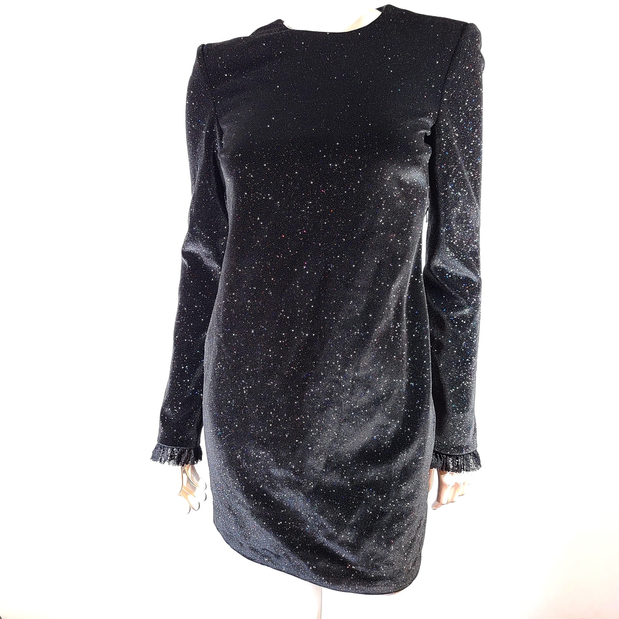 Philosophy di Lorenzo Serafini Open Back Glitter Velvet Dress Black Sz 6