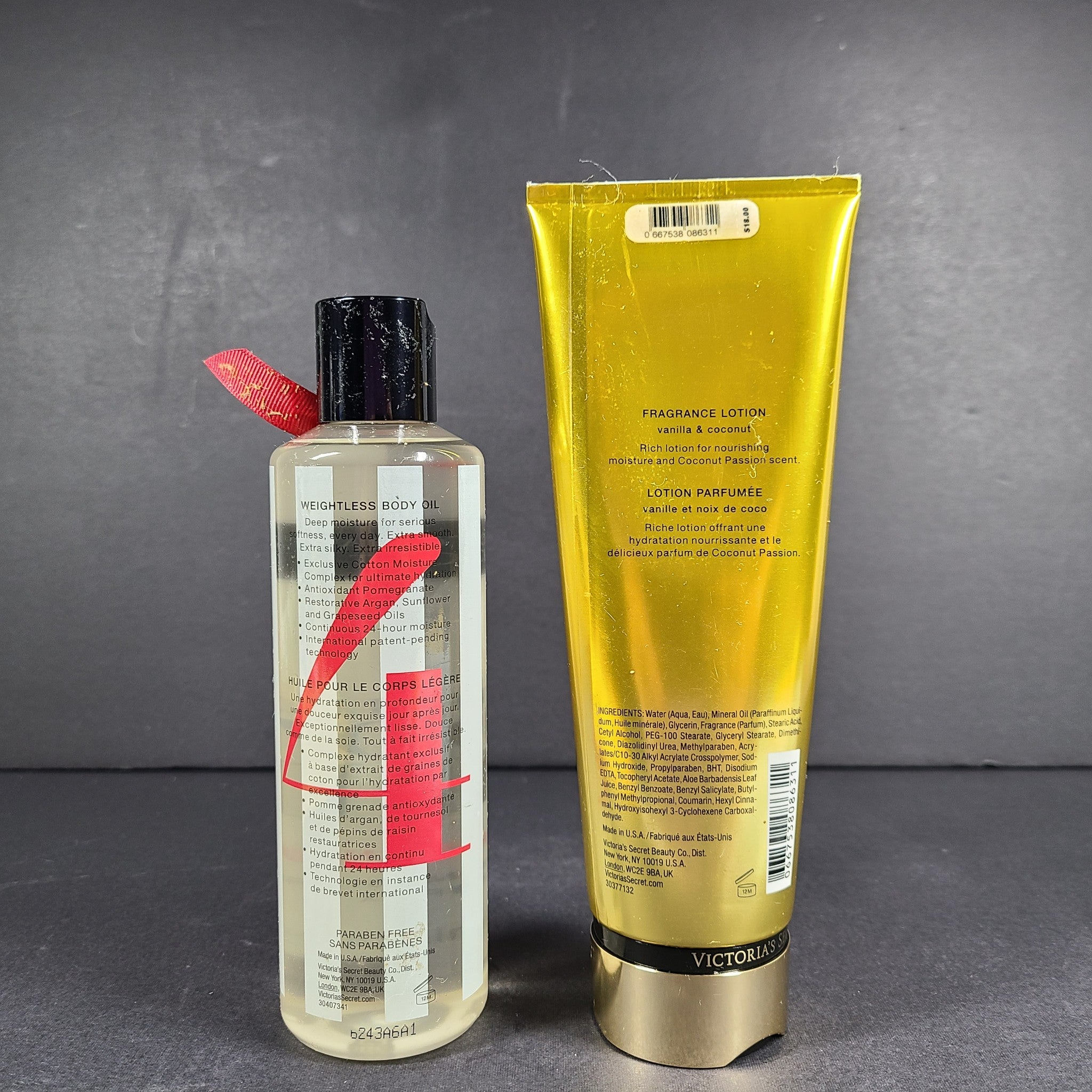 2 Pc Set Victoria's Secret Coconut Passion Lotion + Pomegranate Body Oil