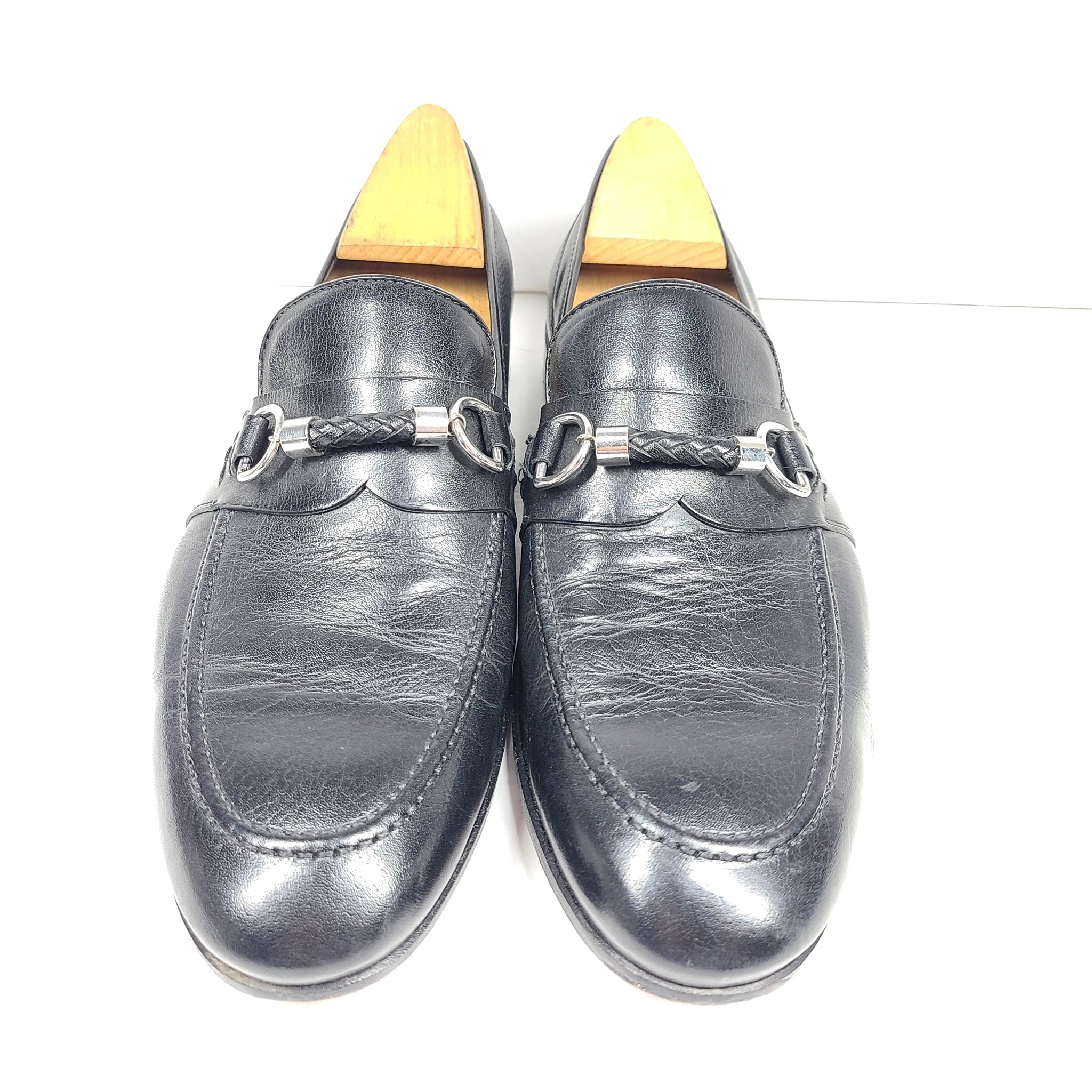 Calzature Aquila Men's Bit Leather Loafers Black Sz 9 Made in Italy