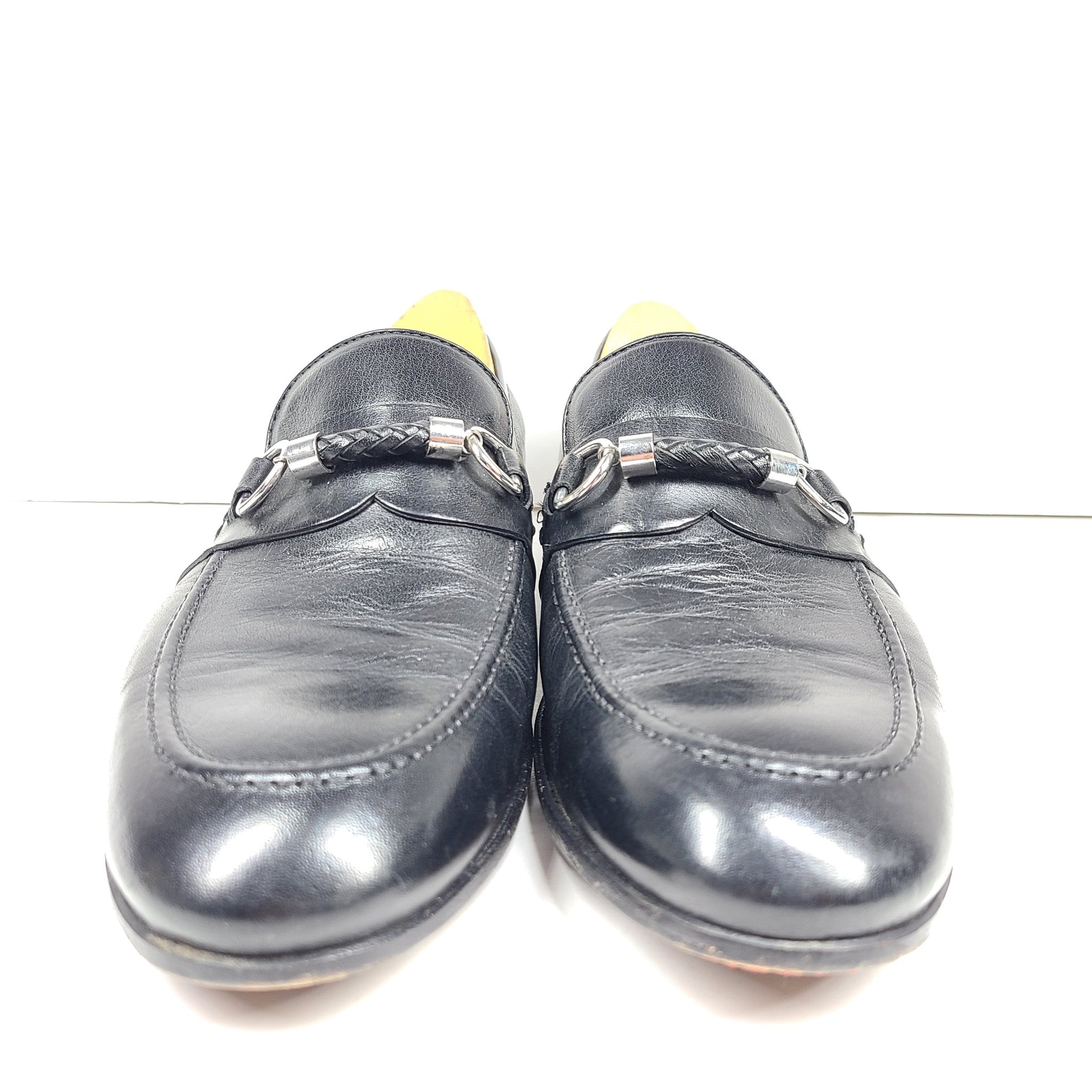 Calzature Aquila Men's Bit Leather Loafers Black Sz 9 Made in Italy