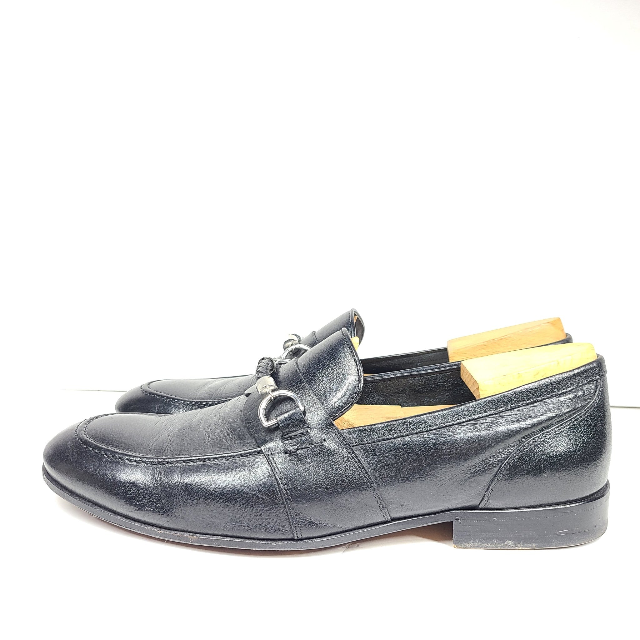 Calzature Aquila Men's Bit Leather Loafers Black Sz 9 Made in Italy