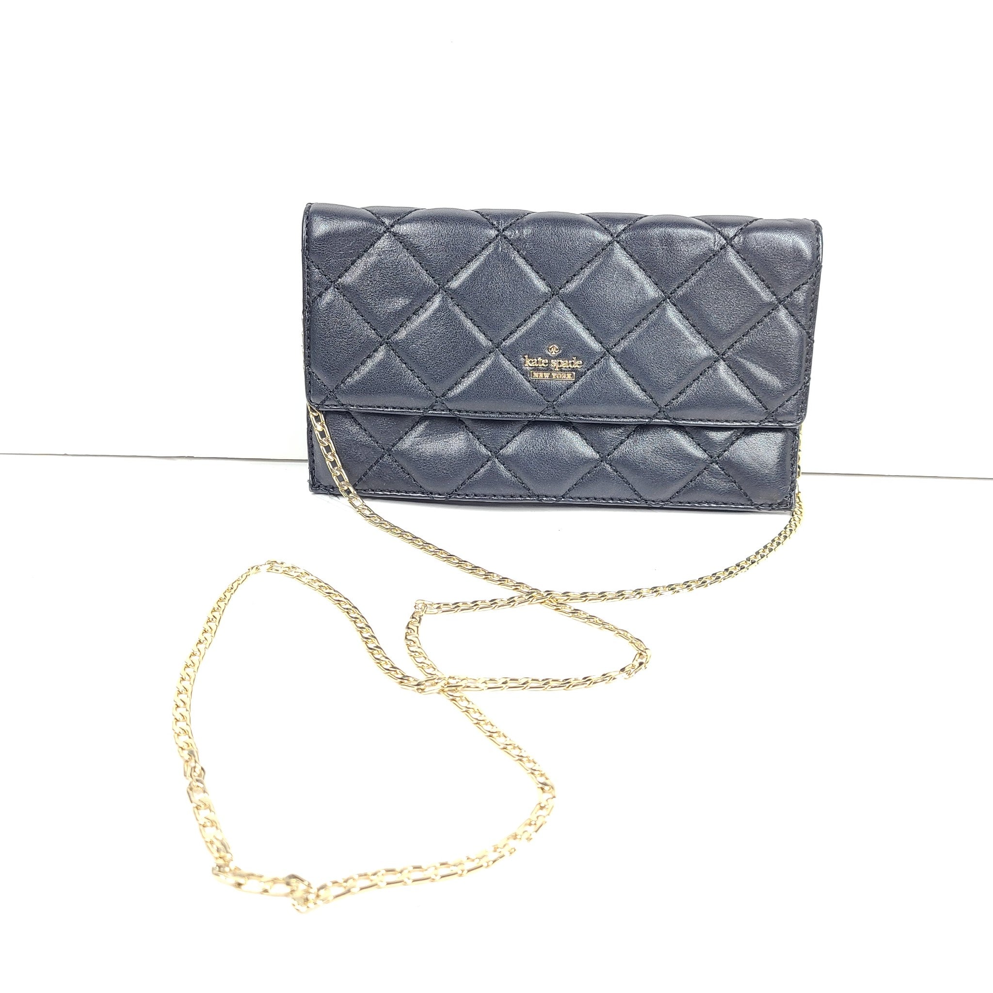 Kate Spade Emerson Place Brennan Black Quilted Leather Crossbody Clutch