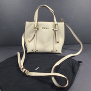 DKNY Women's Bo Mini Crossbody Bag Coated Saffiano Leather Beige Gold $180